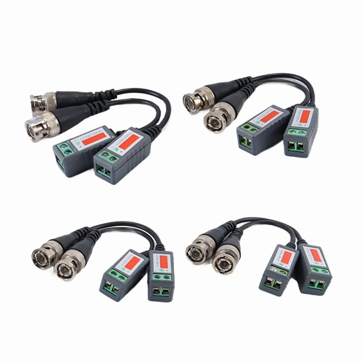 Ludom 4 pares de conectores de video balun, cable transceptor de video balun para cámaras HD-CVI/TVI y AHD