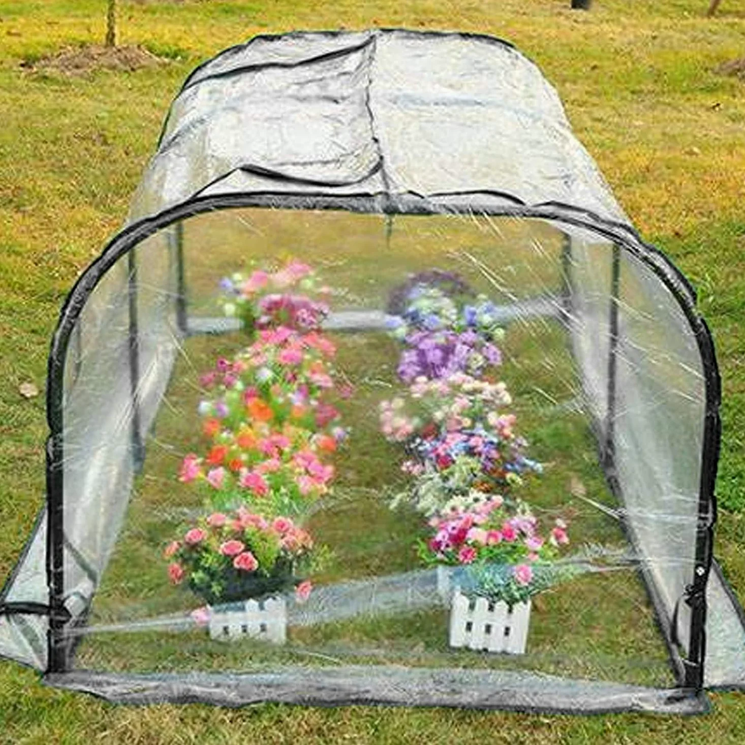 Lonas Impermeables Transparente Exterior con Ojales 2 x 3 m Lona Impermeable Transparente Adecuado para Plantas Invernadero Jardines Camiones Cenadores