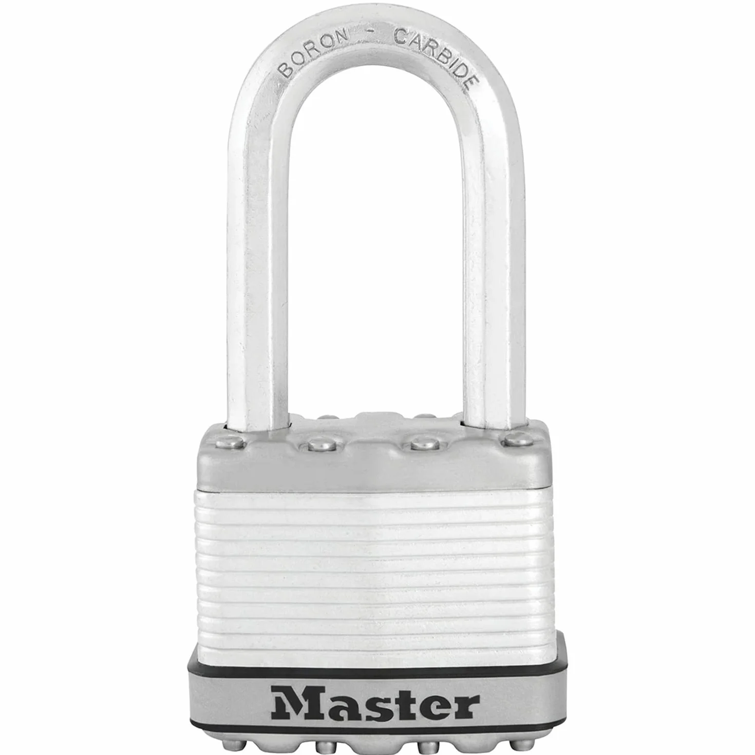Master Lock M5EURDLH Candado Seguridad Llaves Acero Laminado Exterior, Arco Largo, Adecuado para Portales, Garages, Sótanos, 50 mm