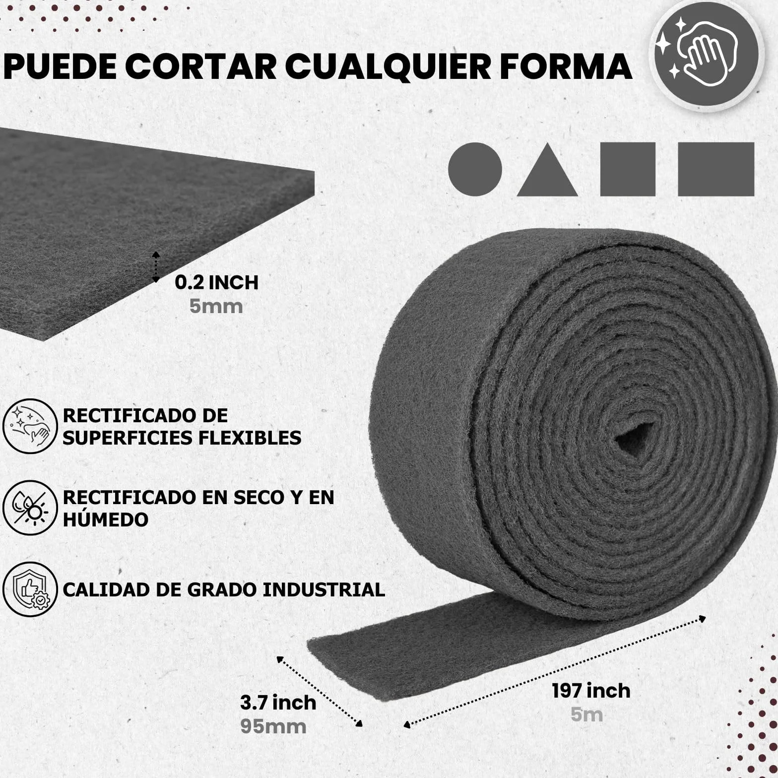 Esponja Abrasiva 5 m x 95 mm Rollo de hoja de lijado Grano 1000, de lijar Metal Madera Acero Inoxidable