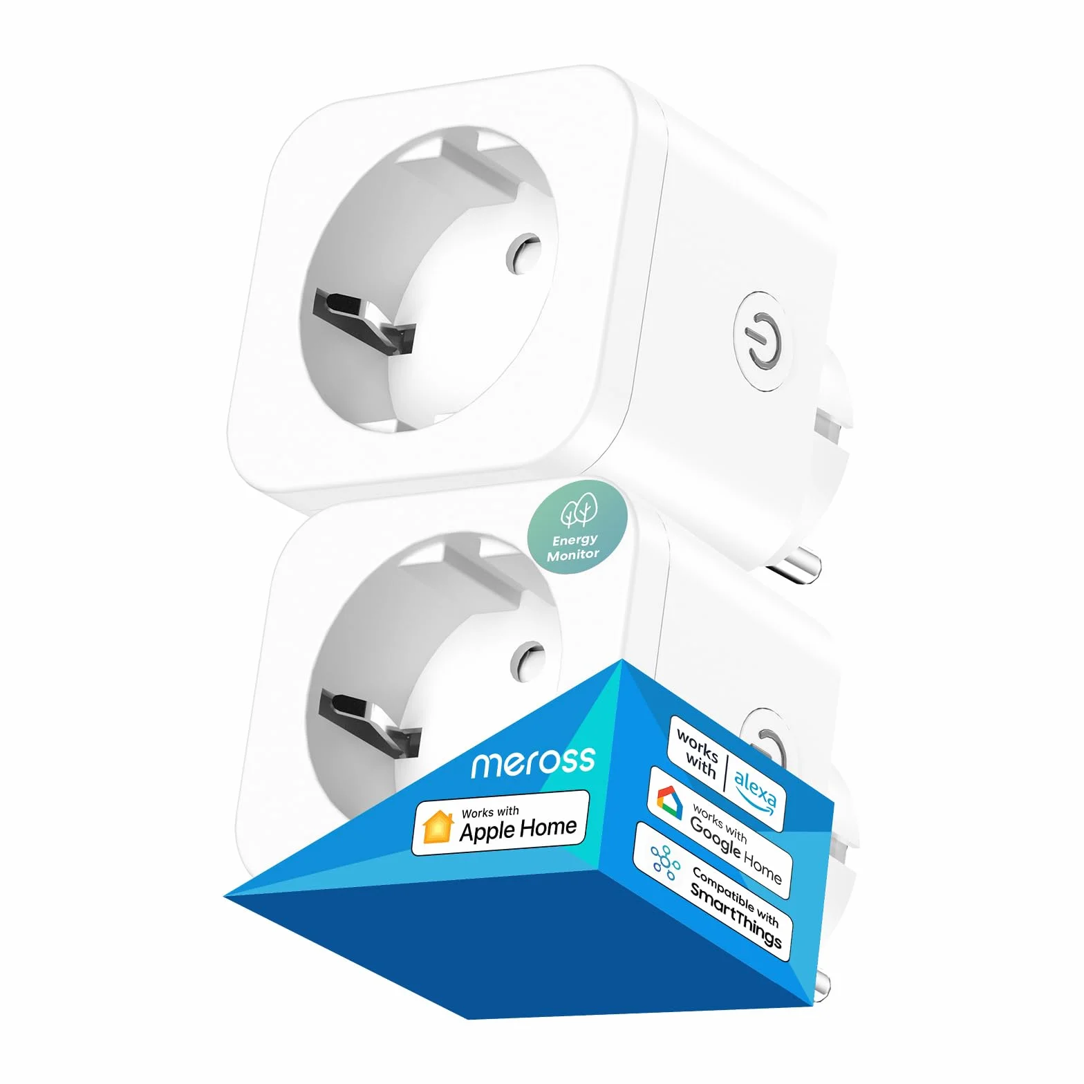 Meross Enchufe inteligente 16A, Enchufes Wifi con Monitoreo Energético, Smart Plug con Mando a Distancia, compatible con HomeKit, Alexa y Google Home, SmartThings, 2 Piezas