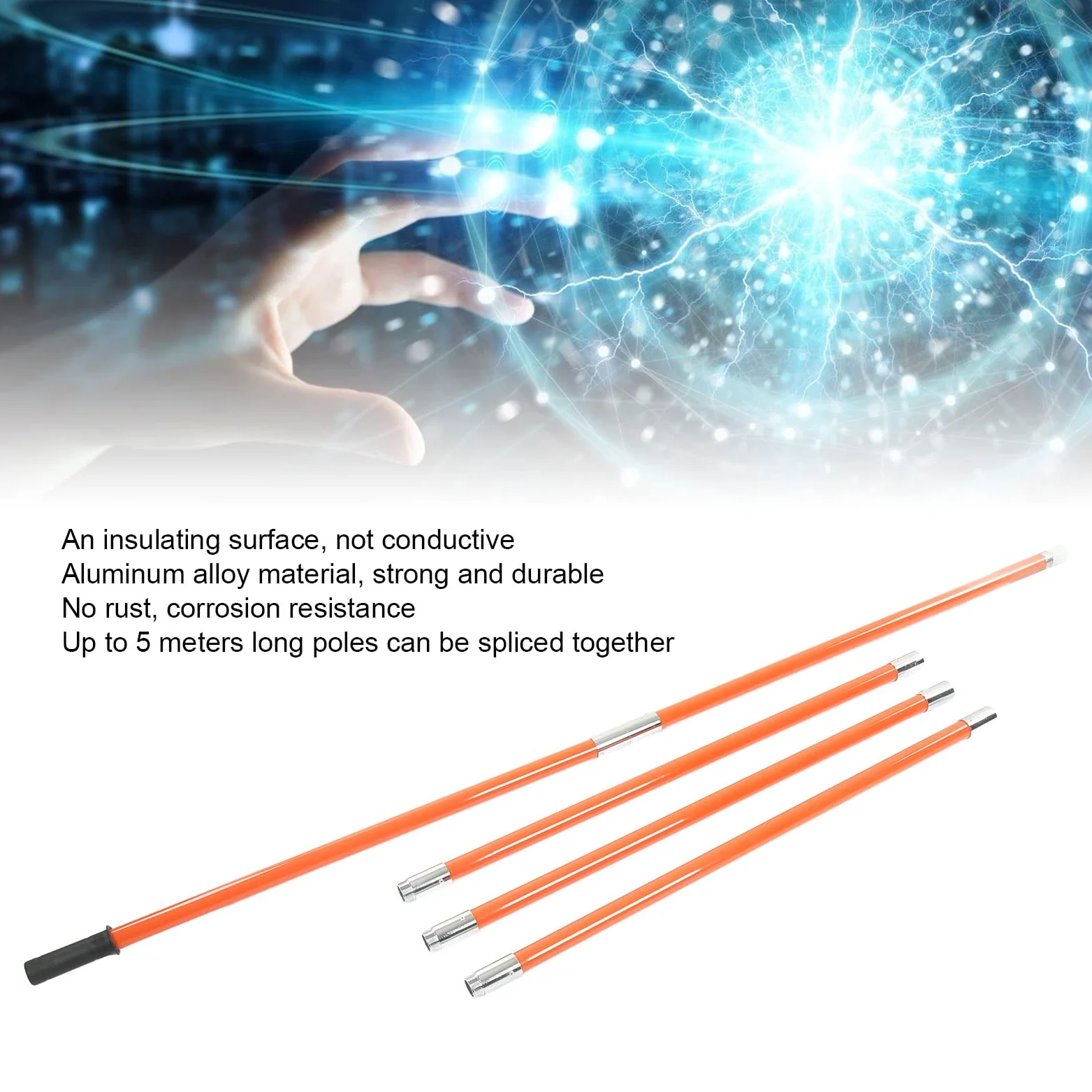 Juego de Varillas Aislantes Telescópicas de 5 Uds con Barras de Extensión Flexibles para Inspecciones de Seguridad, Longitud de 1m a 5m, ABS y Aleación de Aluminio
