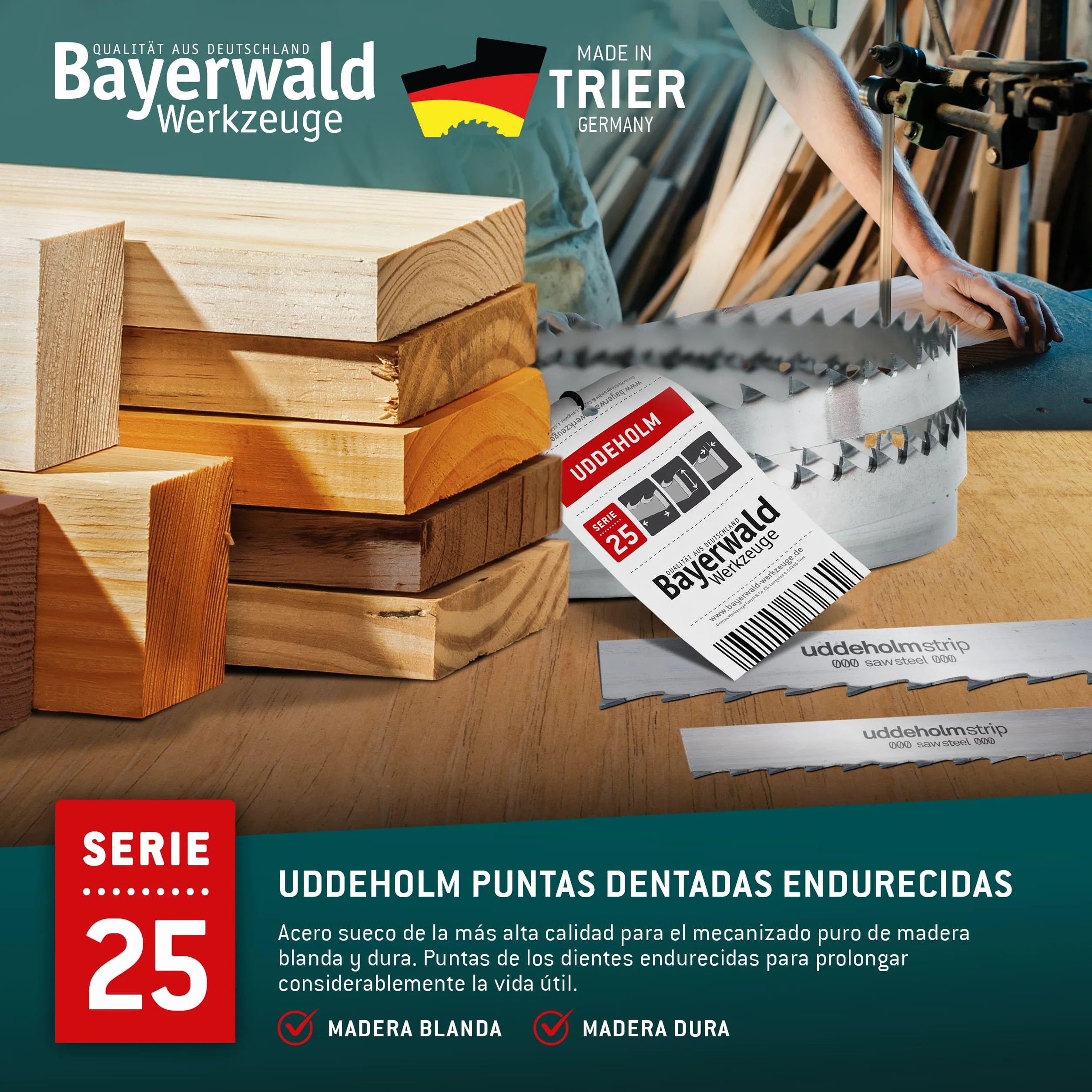 Bayerwald Uddeholm Hoja de sierra de cinta 2240 x 10 x 0,6 x 6 mm para madera
