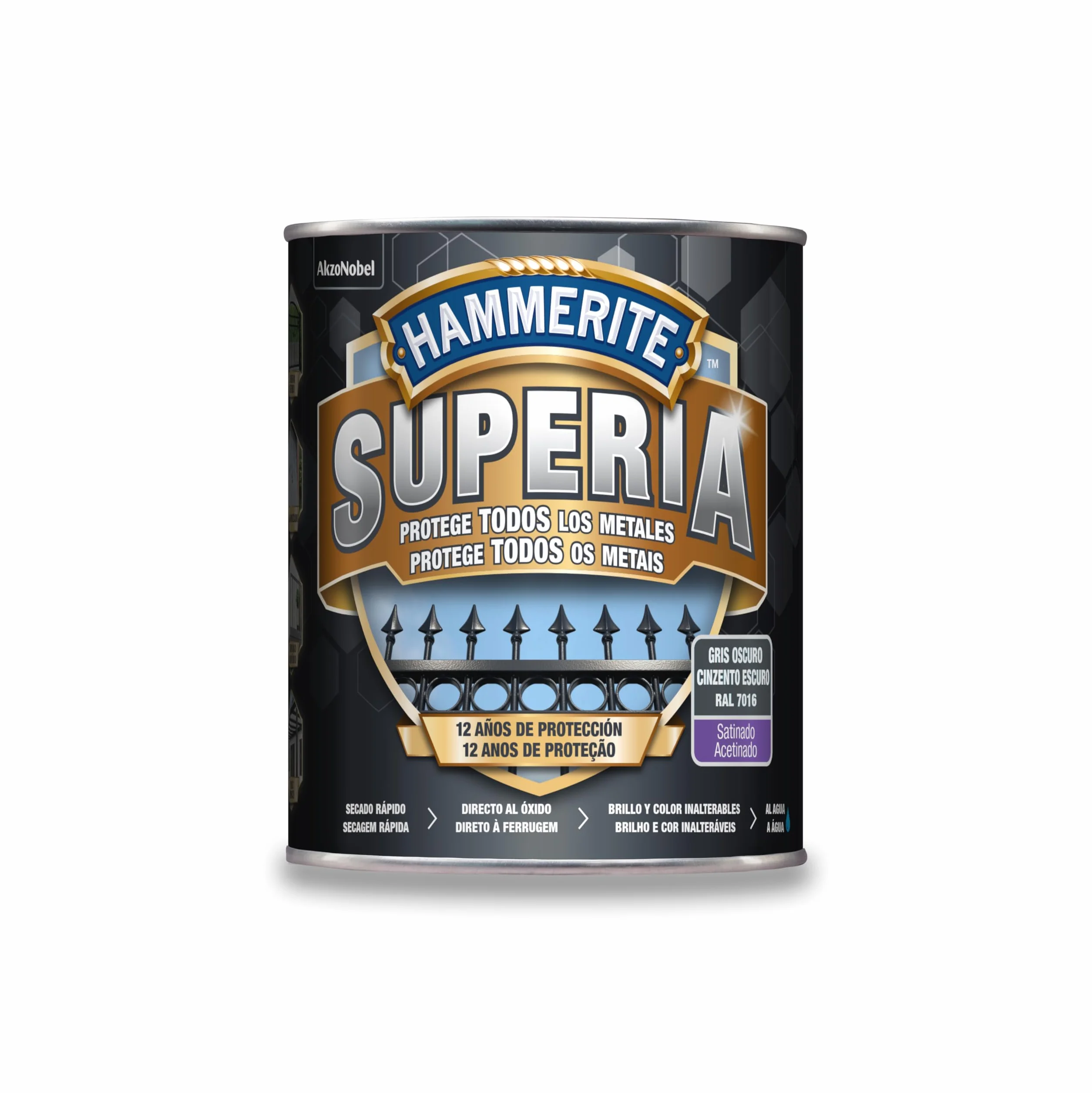 Hammerite Esmalte antioxidante al agua, Gris Oscuro, 750 ml