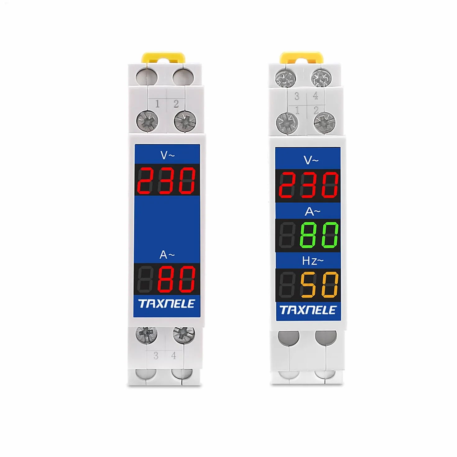 Multímetro digital modular con indicador LED, voltímetro y amperímetro para carril DIN, 18 mm, medidor de voltaje y corriente, HZ, AC 80-500 V, 110 V, 220 V, 380 V, 100 A, con CT (V+A)