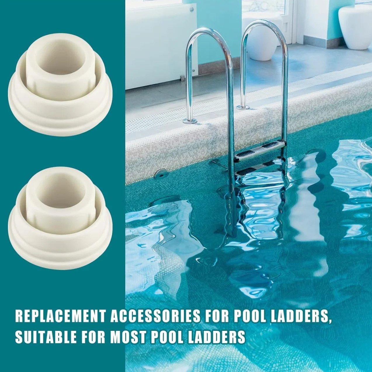 Tope de Seguridad para Escalera de Piscina,2 Piezas Suministros para Piscinas Parachoques de Escalera Blancos para Escaleras de Piscina Tapón de Goma para escaleras de Piscina