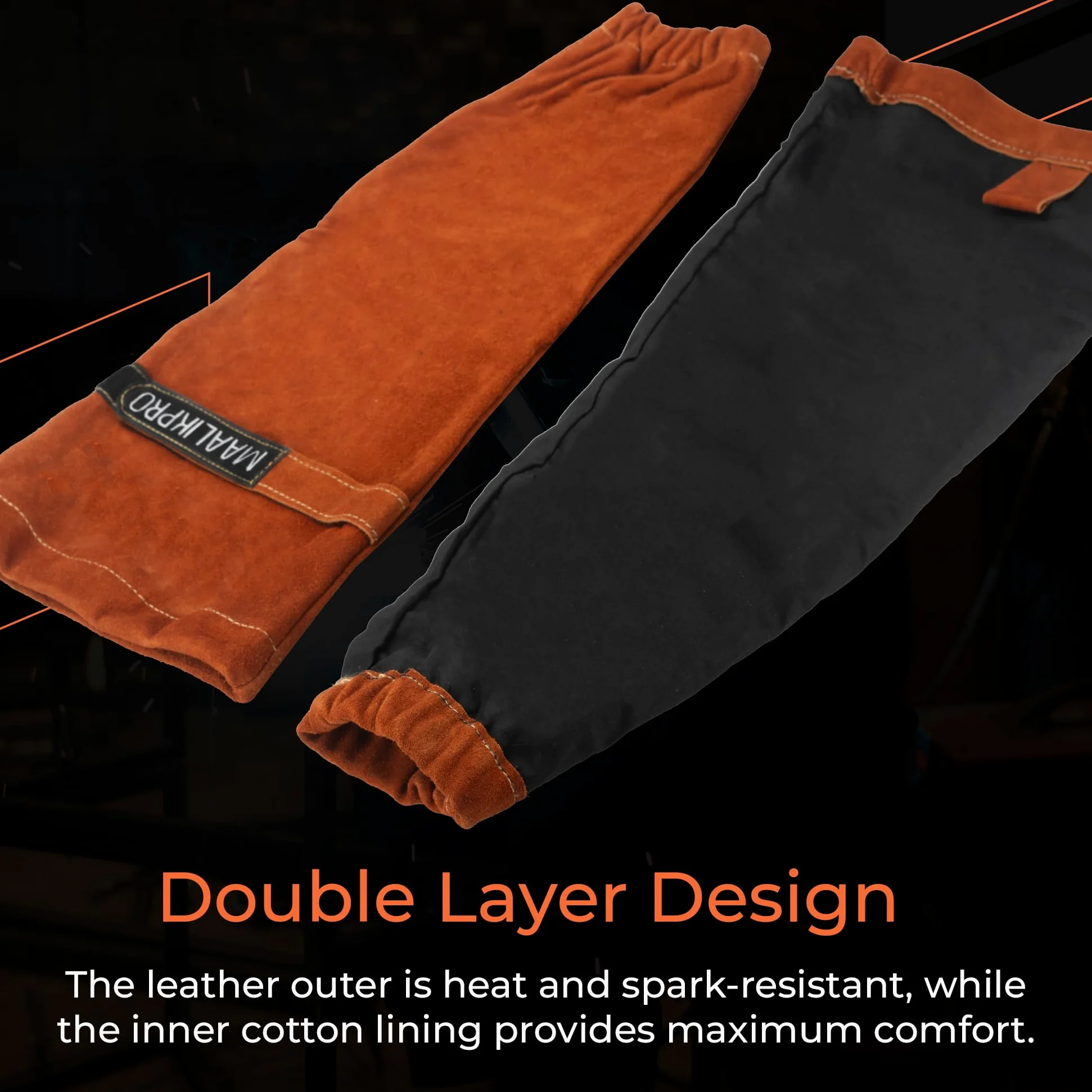 Mangas de trabajo de soldadura de cuero, resistentes al calor y al fuego, para hombres y mujeres, ideales para soldadura y trabajo industrial