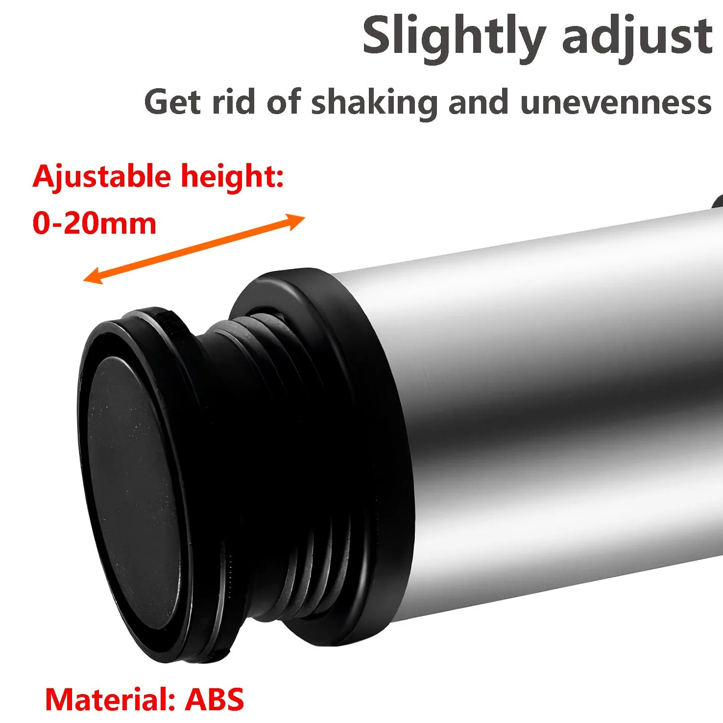 Qrity 4 Piezas Patas para Muebles Altura Regulables, Total: 500-520mm Armario de Cocina Pies Redondo, Metal Cromado, para Sofas, Mesa, Cama