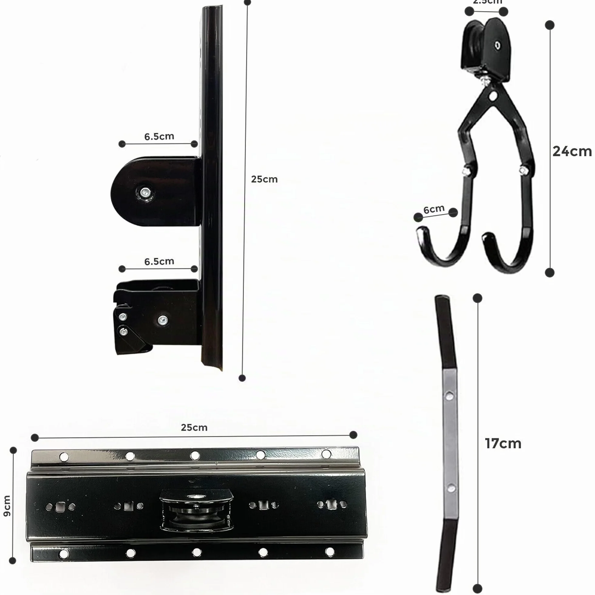 Retoo Elevador de Bicicleta, Soporte Suspensión, Capacidad 20 kg, Montaje en Techo, Almacenamiento Garaje, Cuerda 15m, Negro