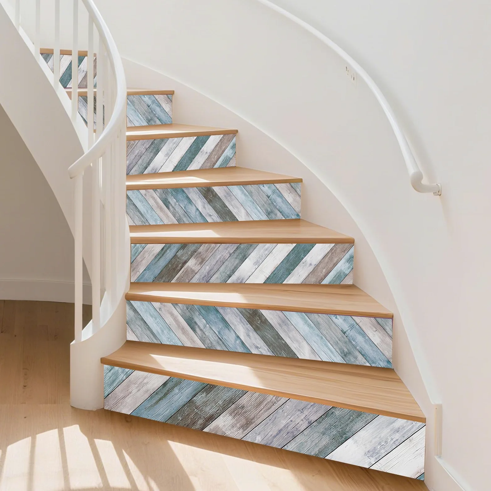 PLIGREAT 15 tiras de calcomanías diagonales para escalones, calcomanías para escalones, 18 x 100 cm, vinilo autoadhesivo, arte creativo, murales de escalera para decoración del hogar y hotel
