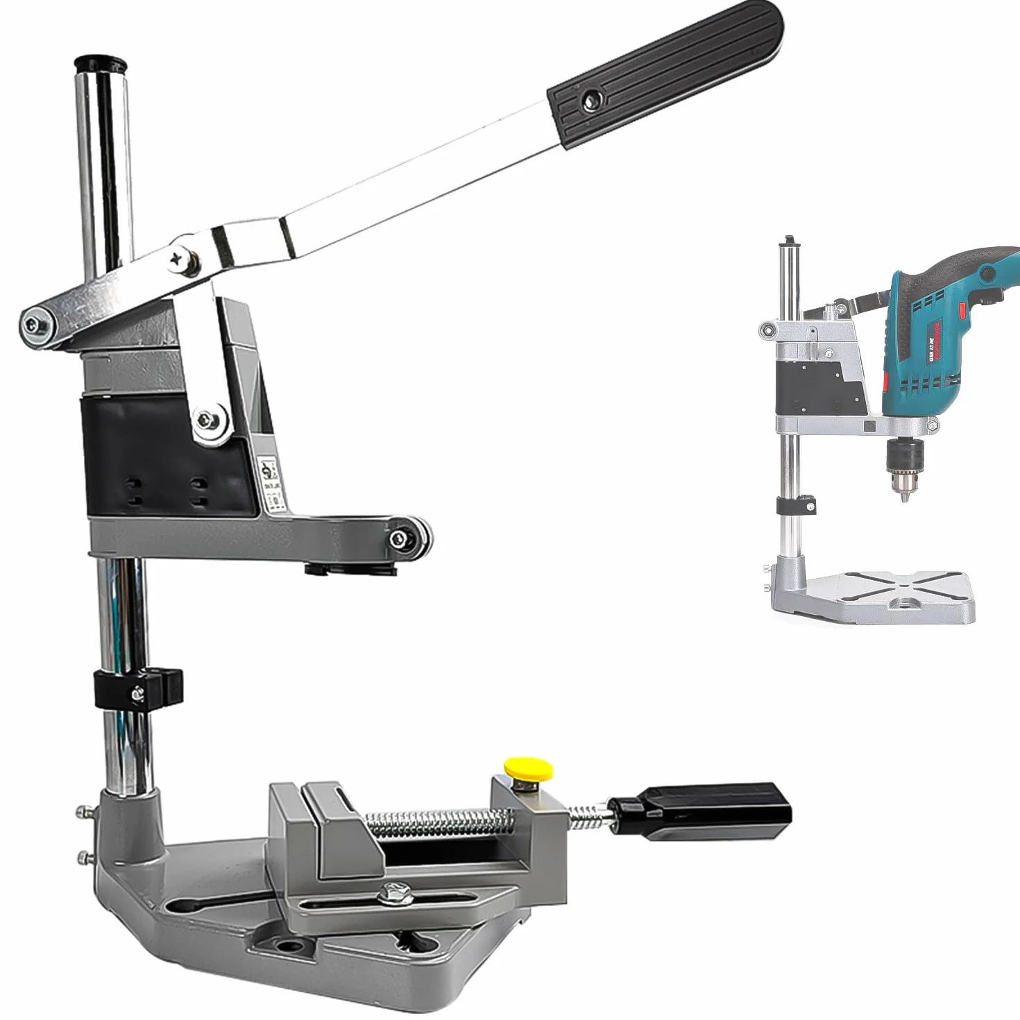 Soporte Taladro, Multifunción, Ajustable, Soporte Taladro Vertical, Diámetro del Orificio de Sujeción 43 mm, con Mordazas Planas, Taladro Vertical, para un Taladrado Preciso (1)