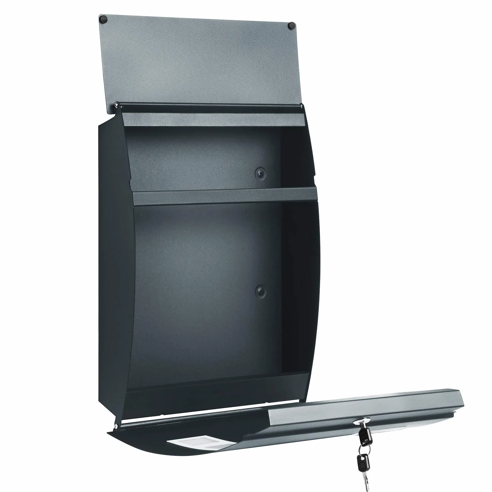 SONGMICS Buzón de Pared, con Ventanas de visualización, Ranura para Nombre, 2 Llaves, fácil de Instalar, Gris Antracita GMB030G02