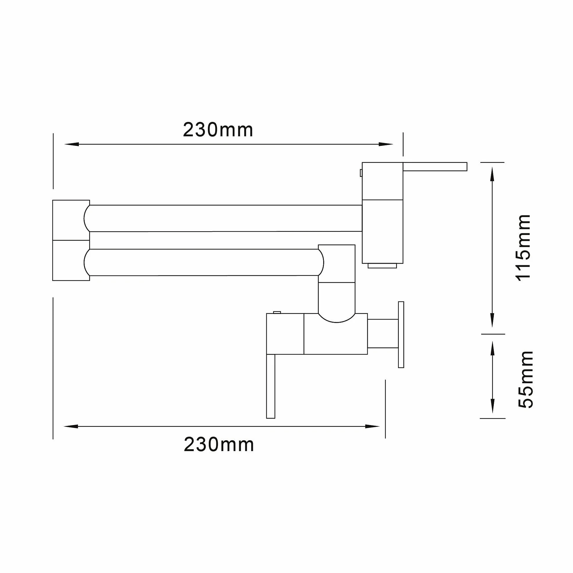 HomeLava Grifo de cocina montado en pared negro, Grifo latón plegable extensible doble junta 2 manijas