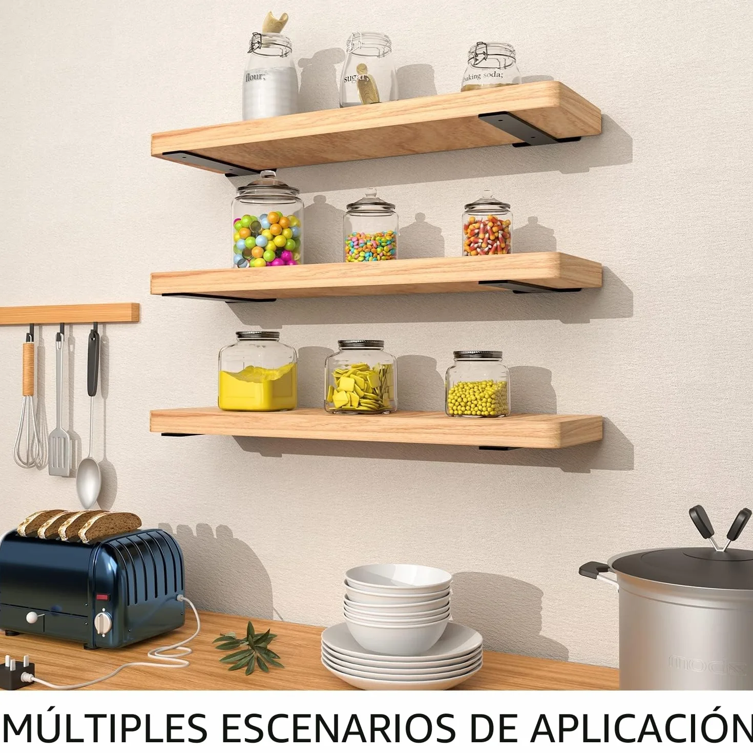 Soporte balda,Escuadras, 6 soportes de estante industriales resistentes de, Escuadras metalicas negro ,L soporte estanteria pared(5mm de grosor),15cm
