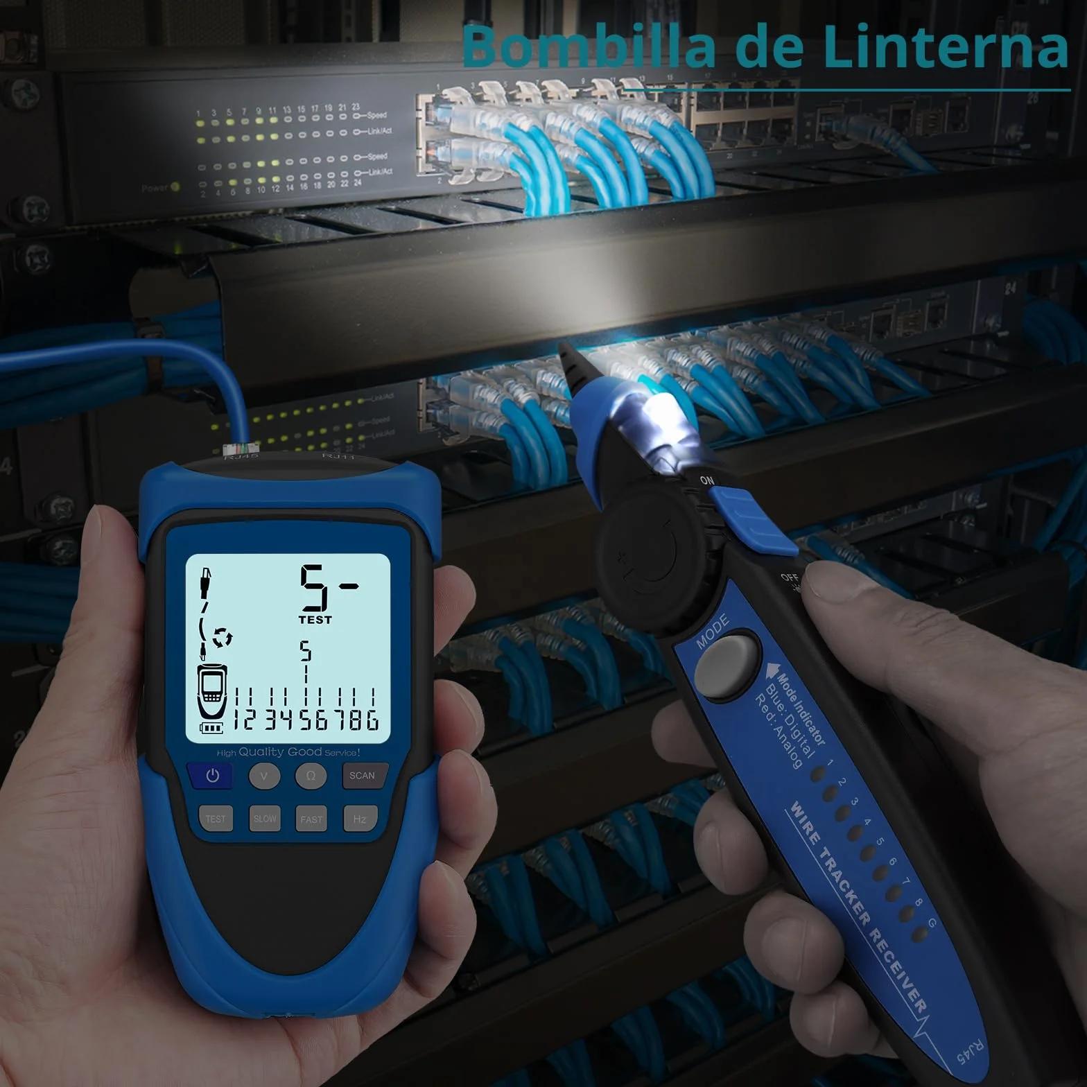 Probador de Cable POE Rastreador de Cables RJ45 LCD Buscador de Líneas CAT5/5e CAT6 Cat7 Cat8 Prueba de Voltaje