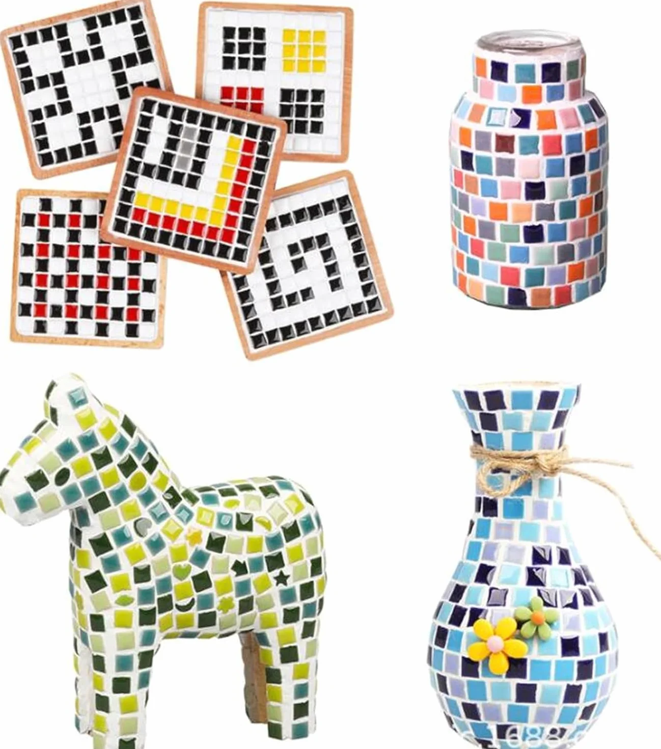Azulejos cuadrados de mosaico de cerámica de 500 g, 500 piezas de 1 x 1 cm, hechas a mano, piezas creativas de micro mosaico para amantes, proyectos de mosaico de bricolaje y decoración del hogar