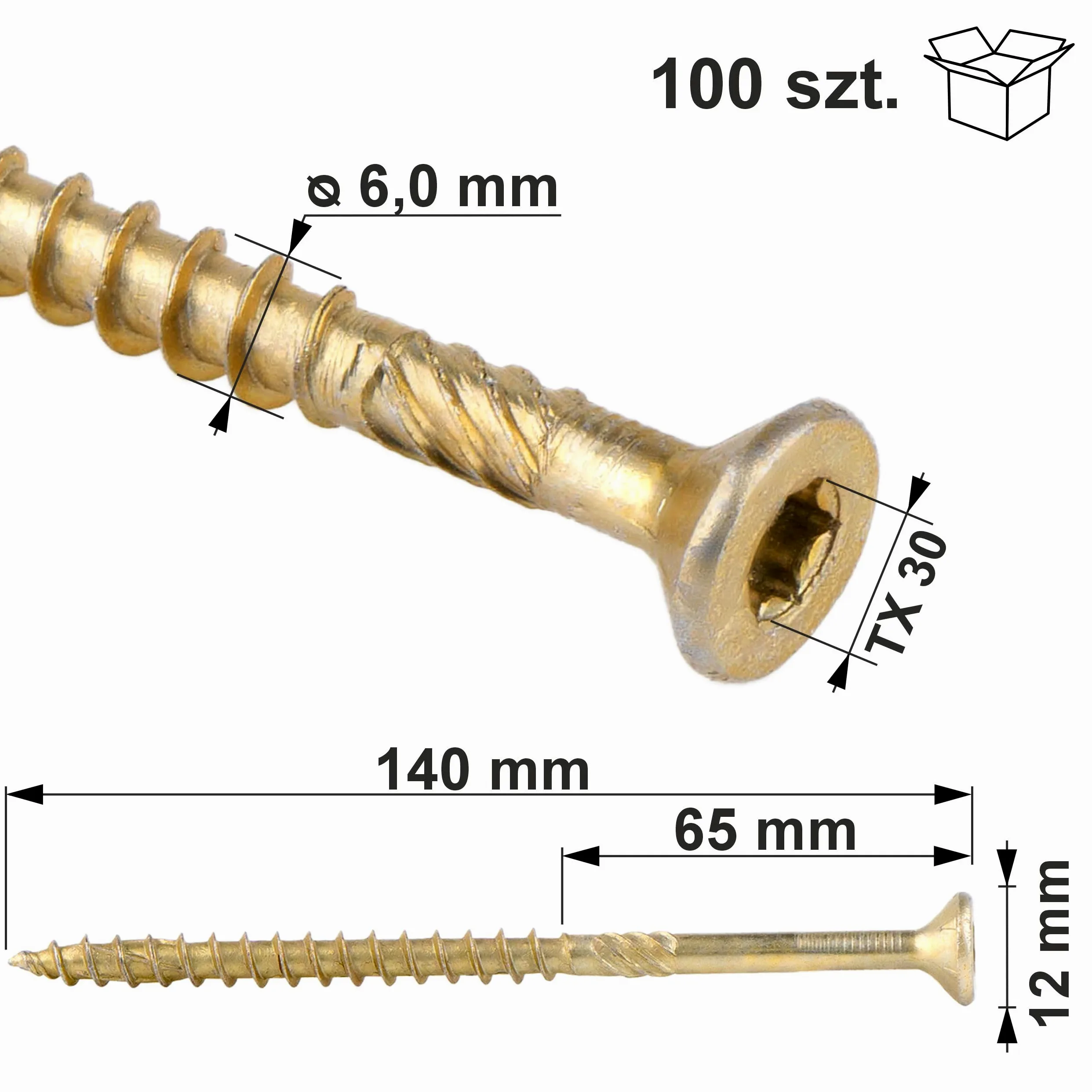 TORX - Tornillos para aglomerado (100 unidades, rosca parcial, galvanizados, 6 x 160 mm)