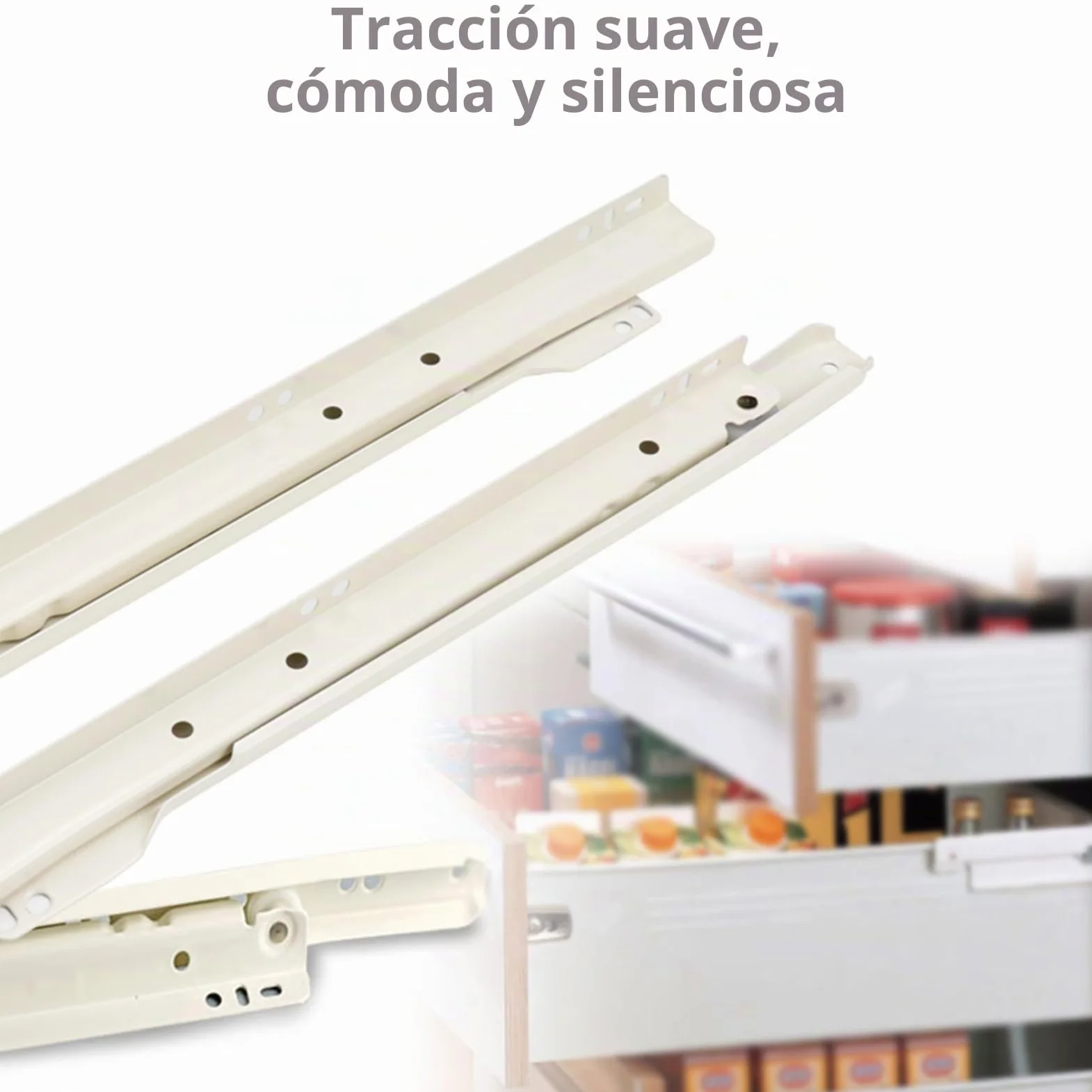 Rieles Para Cajones De Cocina 1 Par Guías Para Cajones De Madera, Capacidad Carga De 45 Kg, Correderas De Rodillos Para Cajones 250 300 400 550mm, Carriles Telescópica Silenciosa