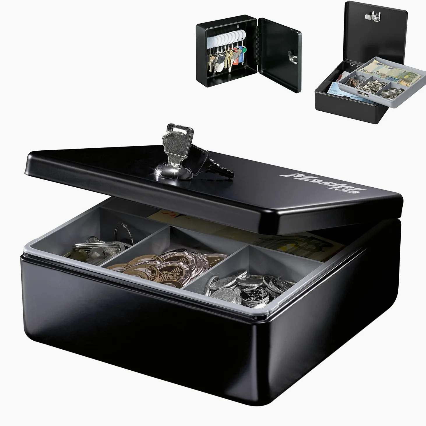 MASTER LOCK Armario Llaves o Caja Fuerte Pequeña [Asegura Llaves o Pequeña] [Con Portamonedas Interior] [10 Ganchos] KDS1EURHRO