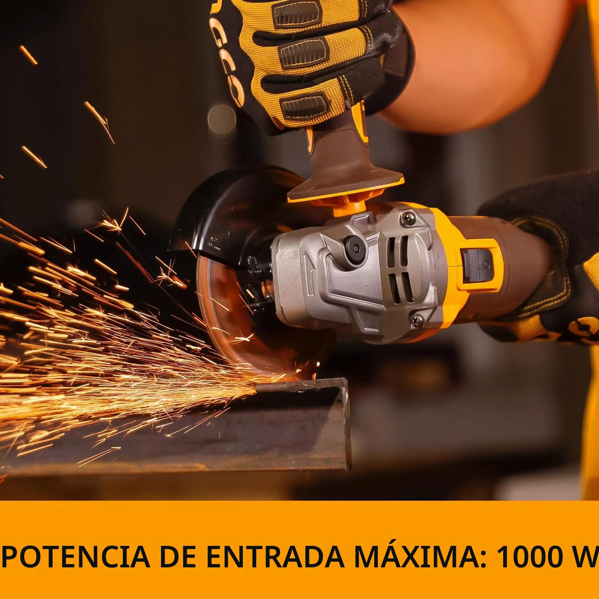INGCO Amoladora angular inalámbrica de 20 V (producto solo) 115 mm, 1000 W, motor sin escobillas, variable de 3 velocidades, 3000/6000/9000 rpm para cortar, pulir y afilar CAGLI27153