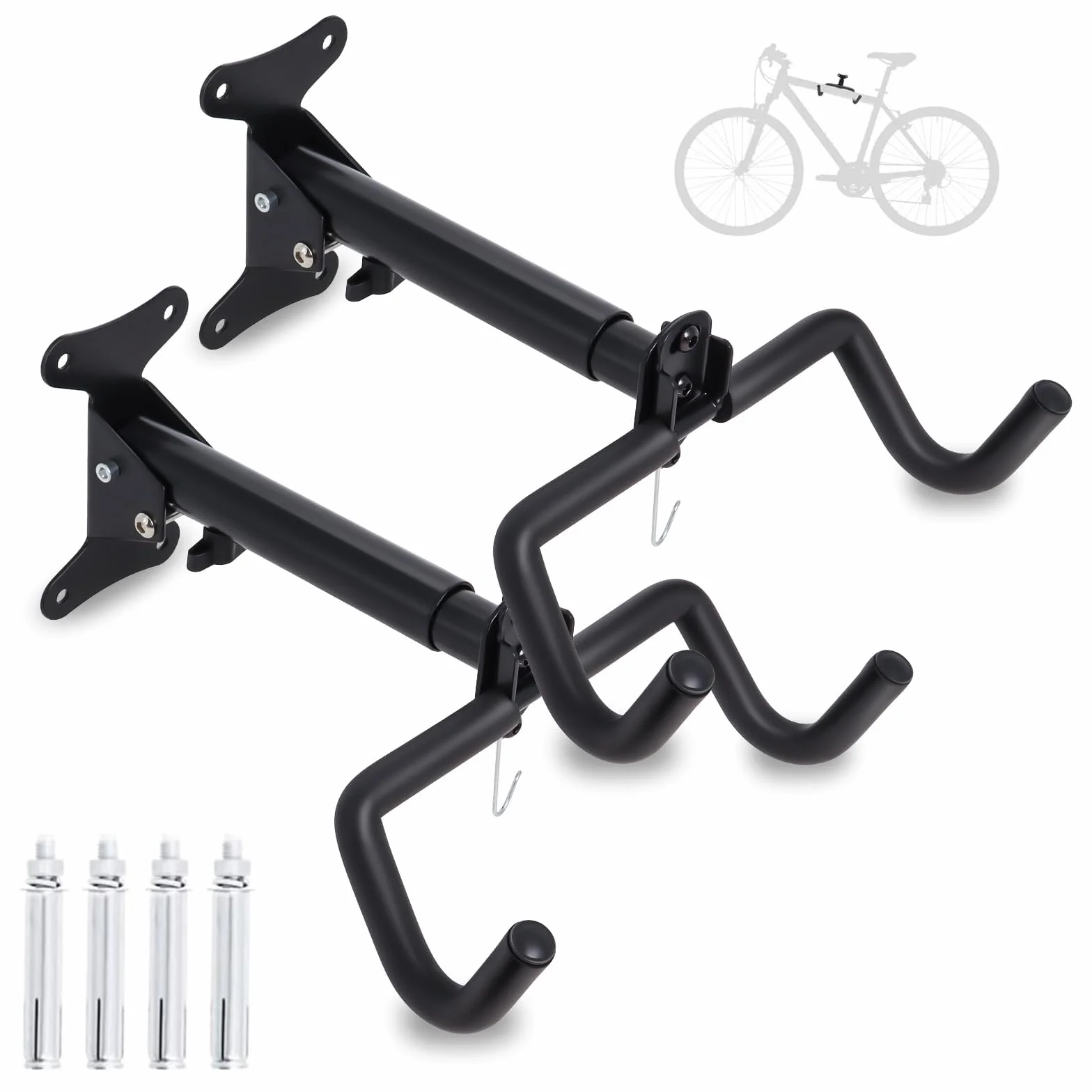 Soporte de Pared Plegable para Bicicleta Poweka 2 Piezas - Colgador Bicicleta Pared para Garaje