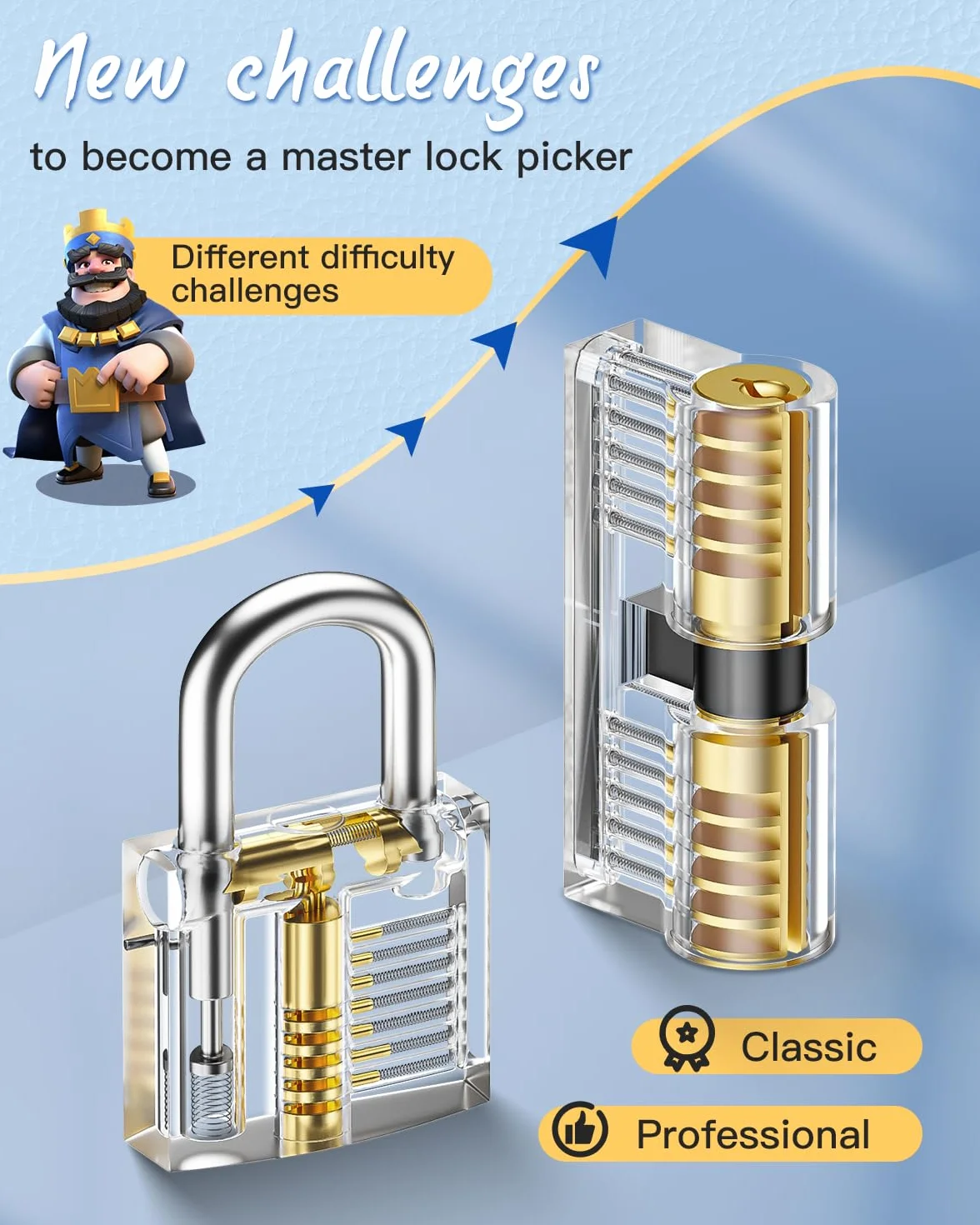 IPSXP Juego de Ganzúas 25 Piezas con 2 Cerraduras Transparente de Capacitación en Bolsa de Cuero Portátil, Lock Pick Set de Extracción para Principiantes y Cerrajeros Profesionales