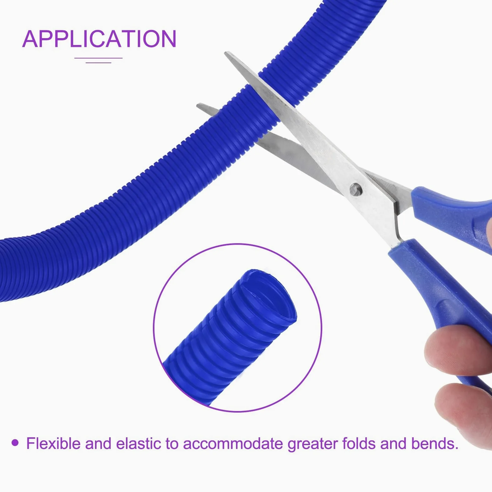 DMiotech 50ft Tubo De Cable Dividido 3/8 Pulgada, Protectores De Cable De Conduit Flexible para Mascotas para Oficina Hogar Jardín, Azul