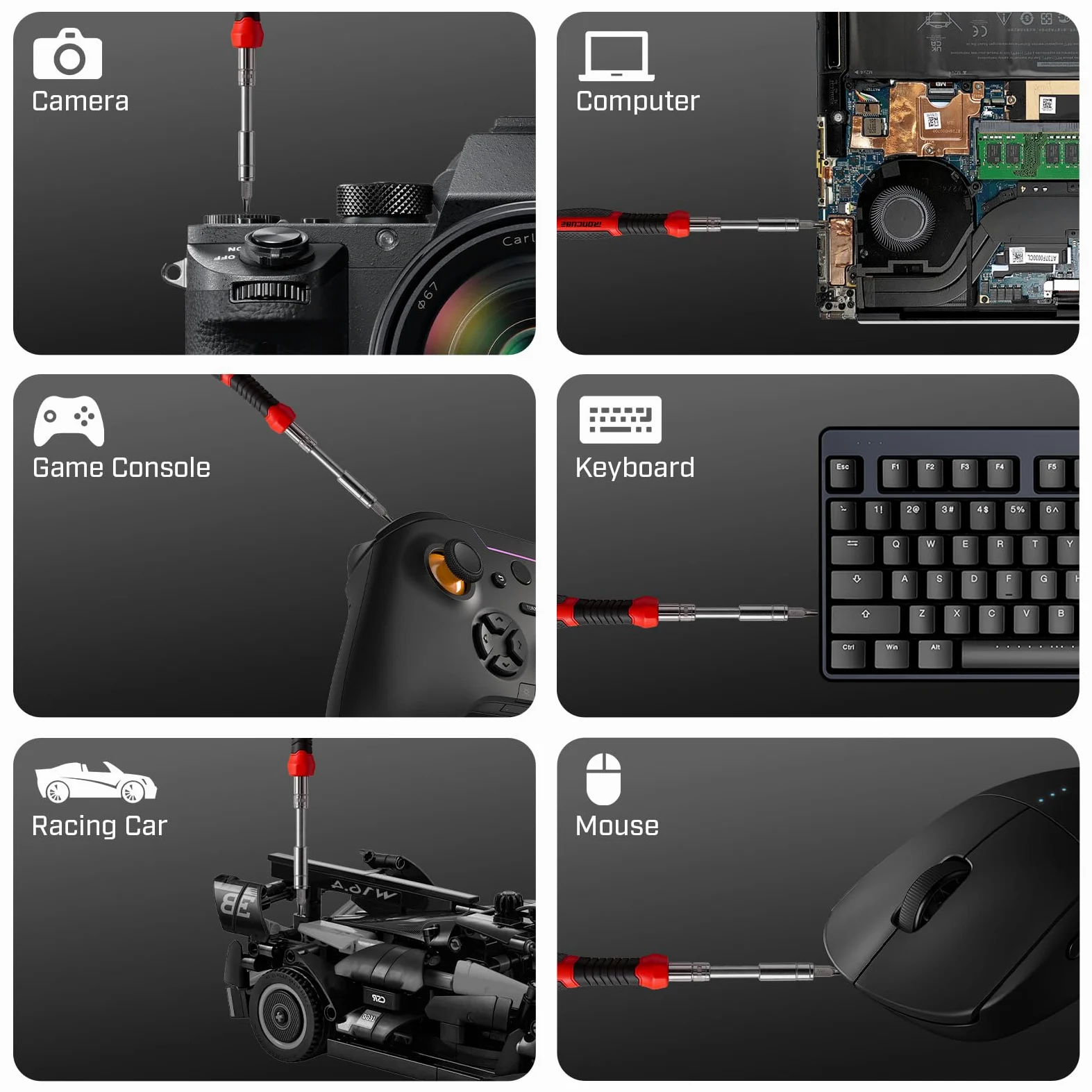 IRONCUBE Juego de destornilladores múltiples, mango de trinquete, puntas magnéticas y enchufes con funda, 56 piezas