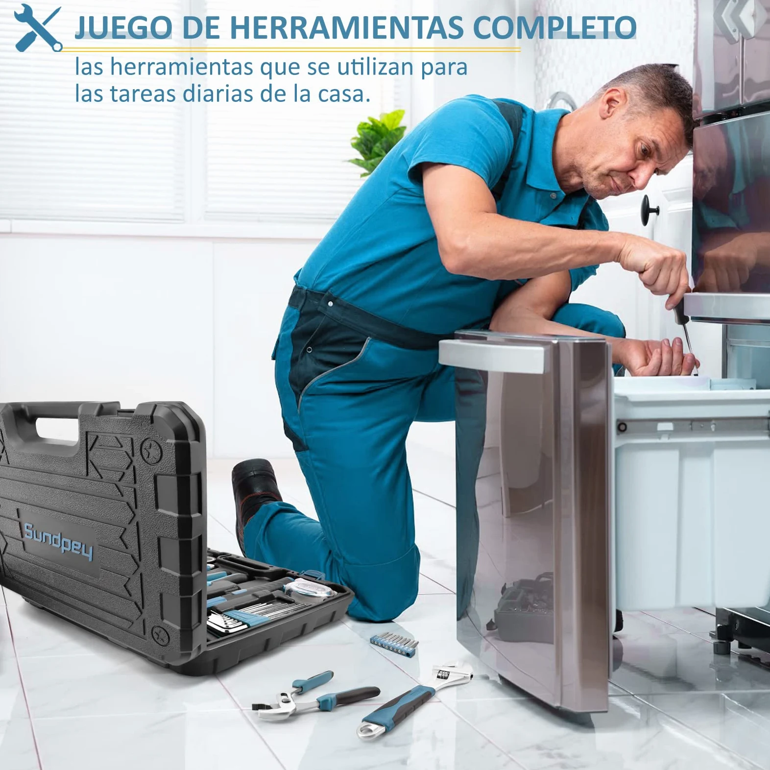 Sundpey Caja Herramientas Completa 148 Piezas - Juego de Herramientas Completa - Kit Herramientas de Mano Maletín Herramientas Portátil Para Hogar o Garaje, Azul