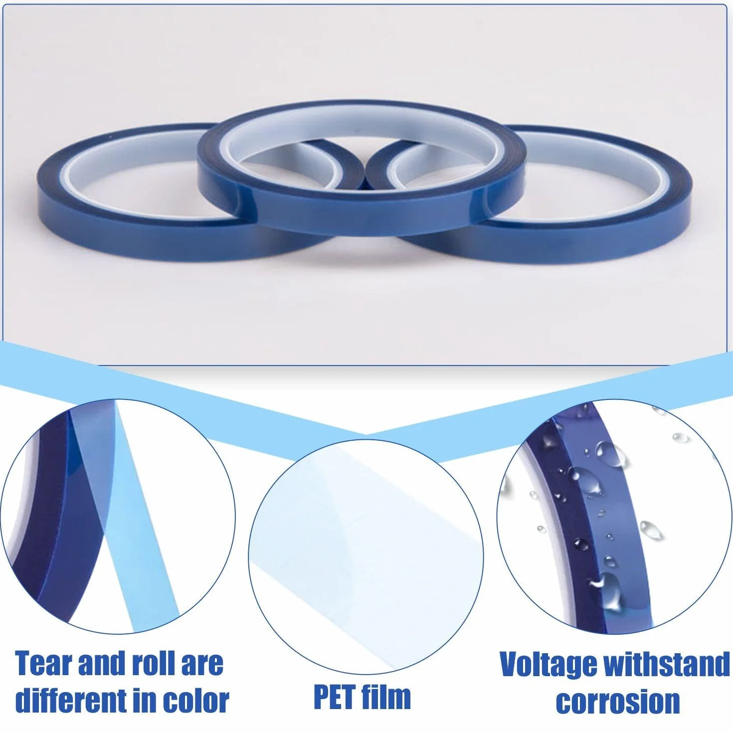 7 Rollos De Cinta Azul, Silicona Resistente A Altas Temperaturas, Cinta Térmica De Impresión 3D, Procesamiento Electrónico De Productos, Adecuada Para Ciencia Industrial Y Empaque De Productos.