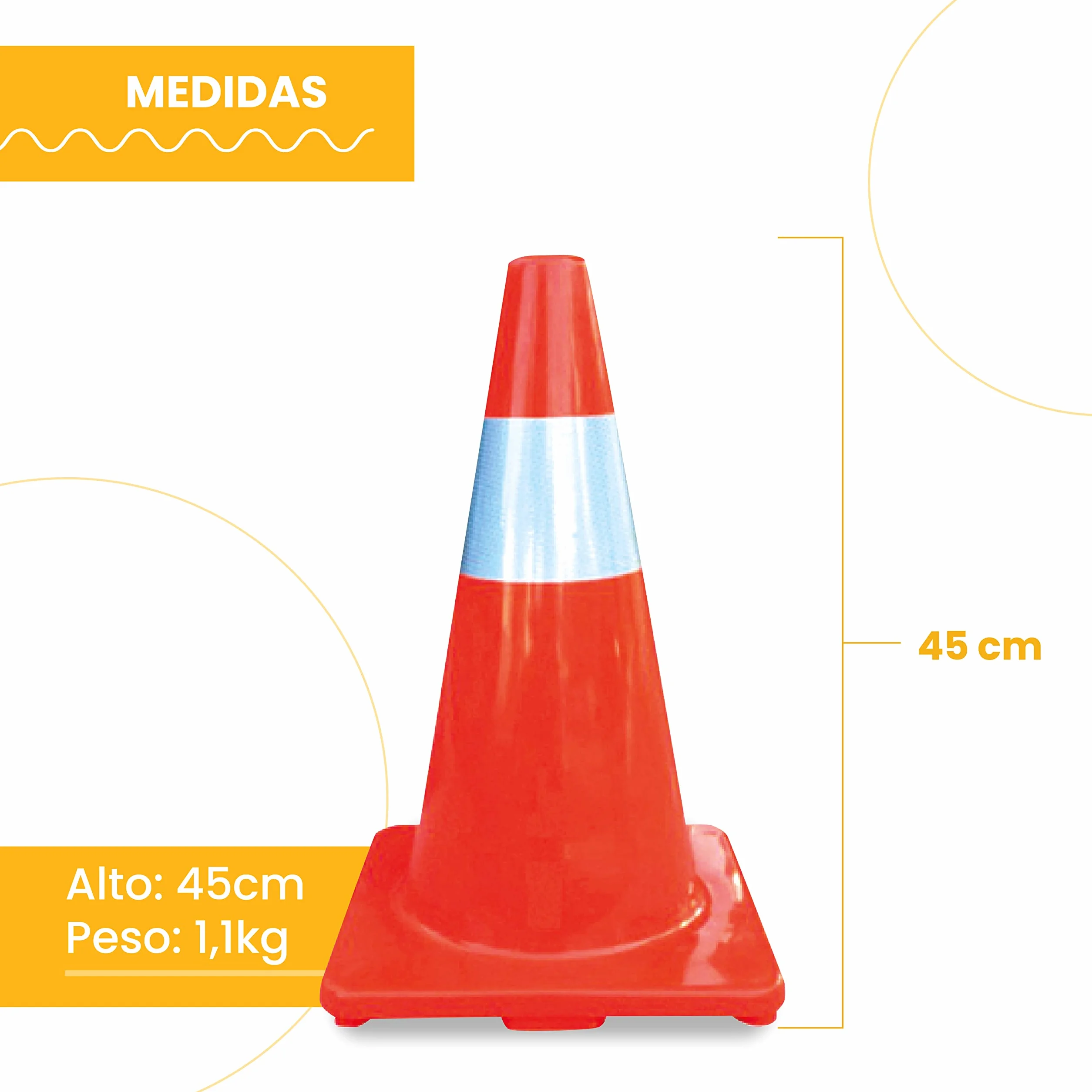 PARKING FACIL | Cono de Señalización de PVC Flexible | Elementos de Balizamiento | Cono de Tráfico | Elementos de Seguridad Vial | Tamaño: 45 cm | 1 Unidad