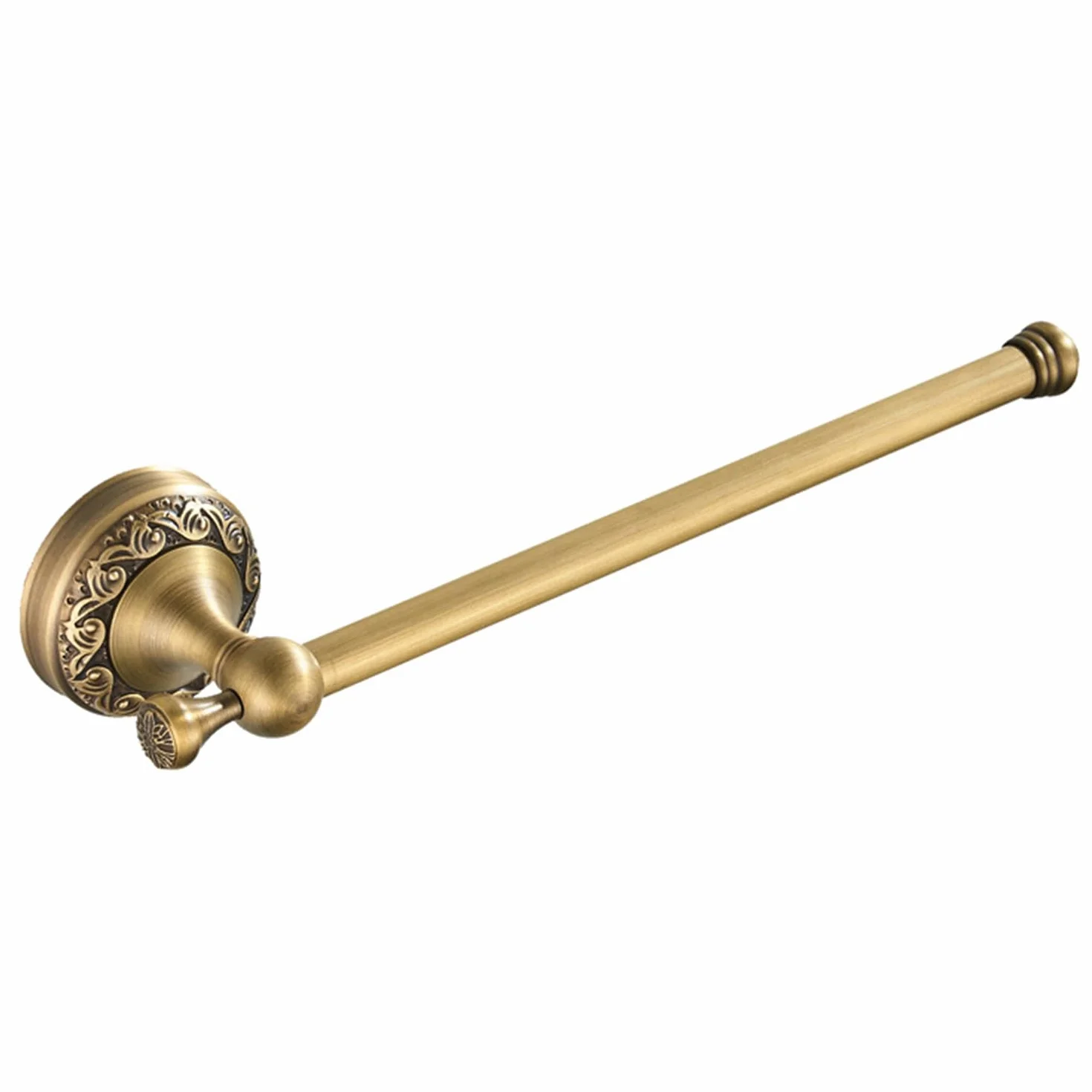 Flybath Toallero abierto de latón envejecido con patrón tallado, soporte para toallas de baño, montaje en pared, bronce cepillado