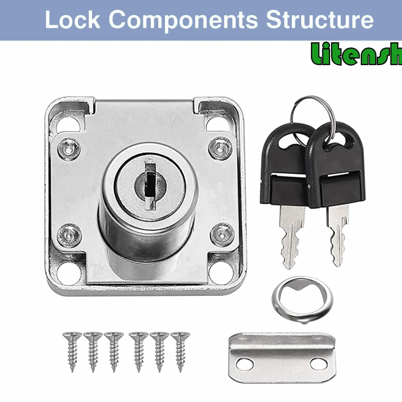 Cam Lock 22mm Cerradura de Seguridad para Gabinete con Llave Muebles Armario Buzón