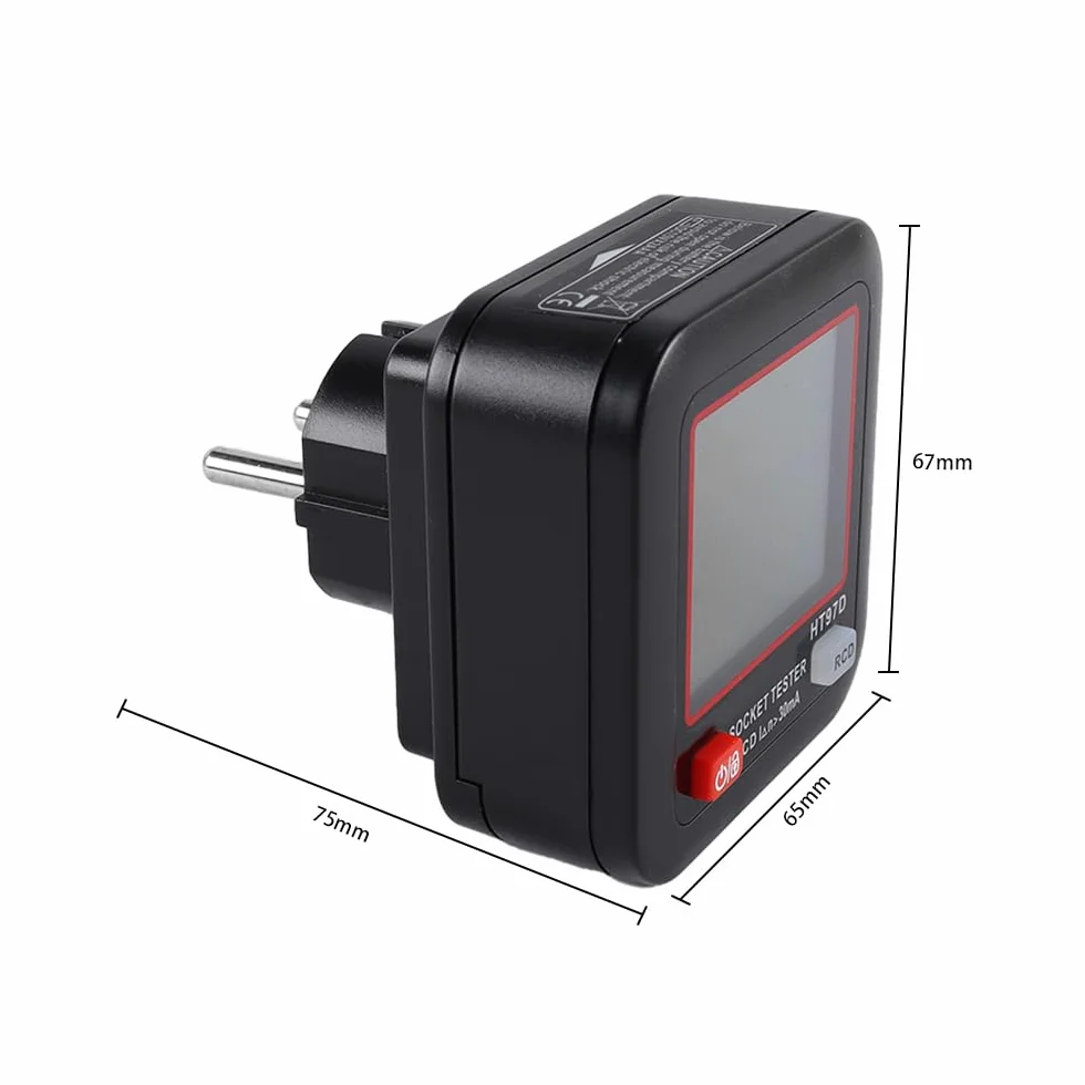 DollaTek D9B Profesional Tester de Enchufe Detección RCD/GFCI Display LCD Voltaje/Frecuencia 90-250V Analizador EU
