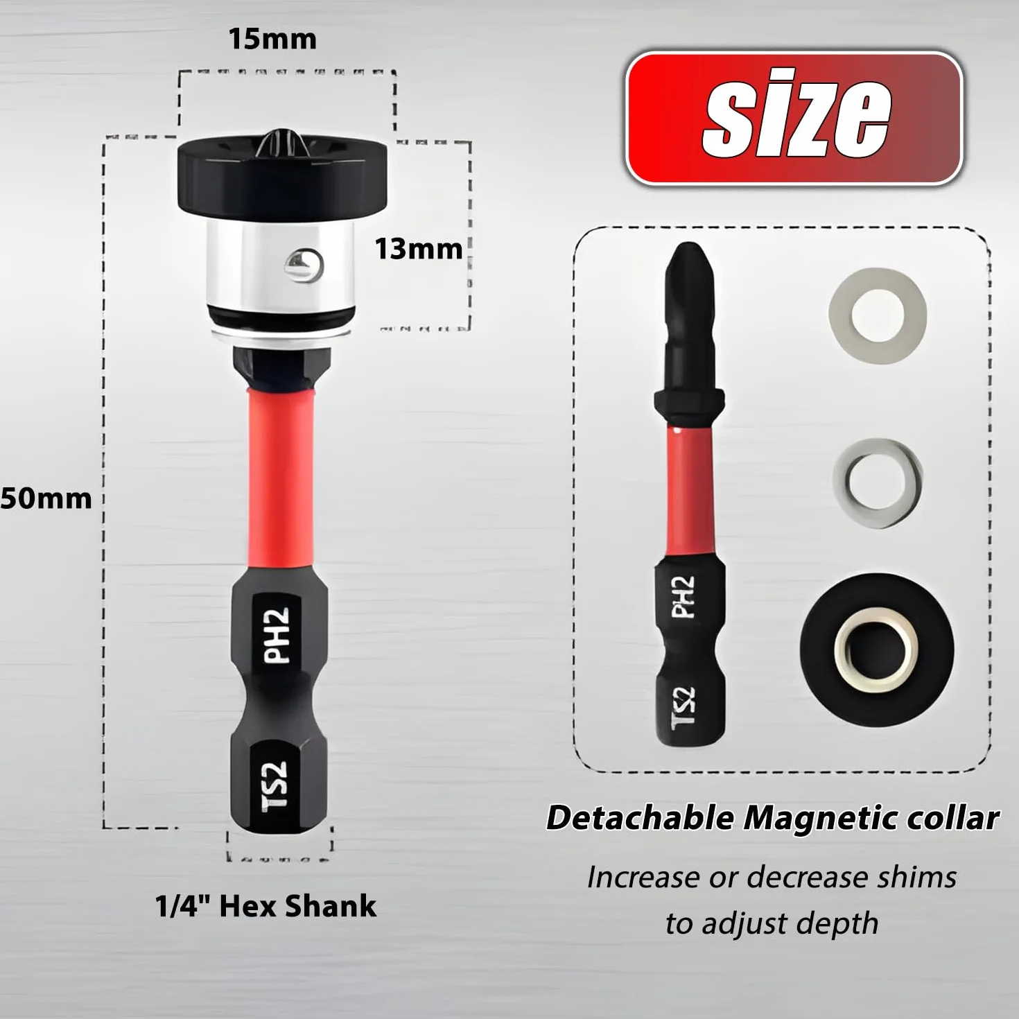 VOBOR 5 Piezas Punta Pladur Magnético PH2 con Tope de Profundidad, Portapuntas 1/4" para Atornilladores Inalámbricos y Taladros Manuales