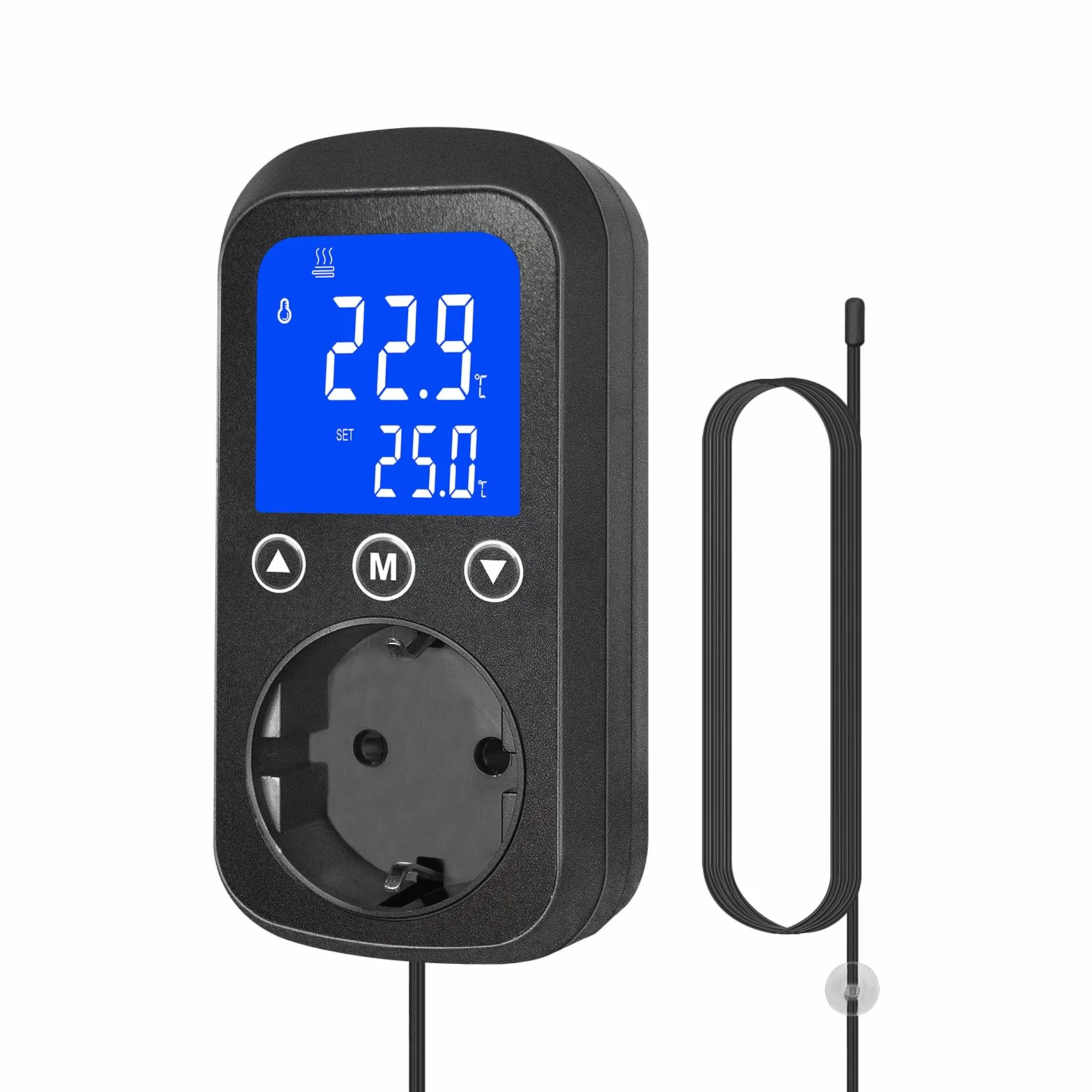 KETOTEK KT2000 Controlador de Temperatura Digital con Sonda Impermeable – Termostato de Enchufe para Calefacción y Refrigeración – para Reptiles, Acuario, Terrario, Invernadero