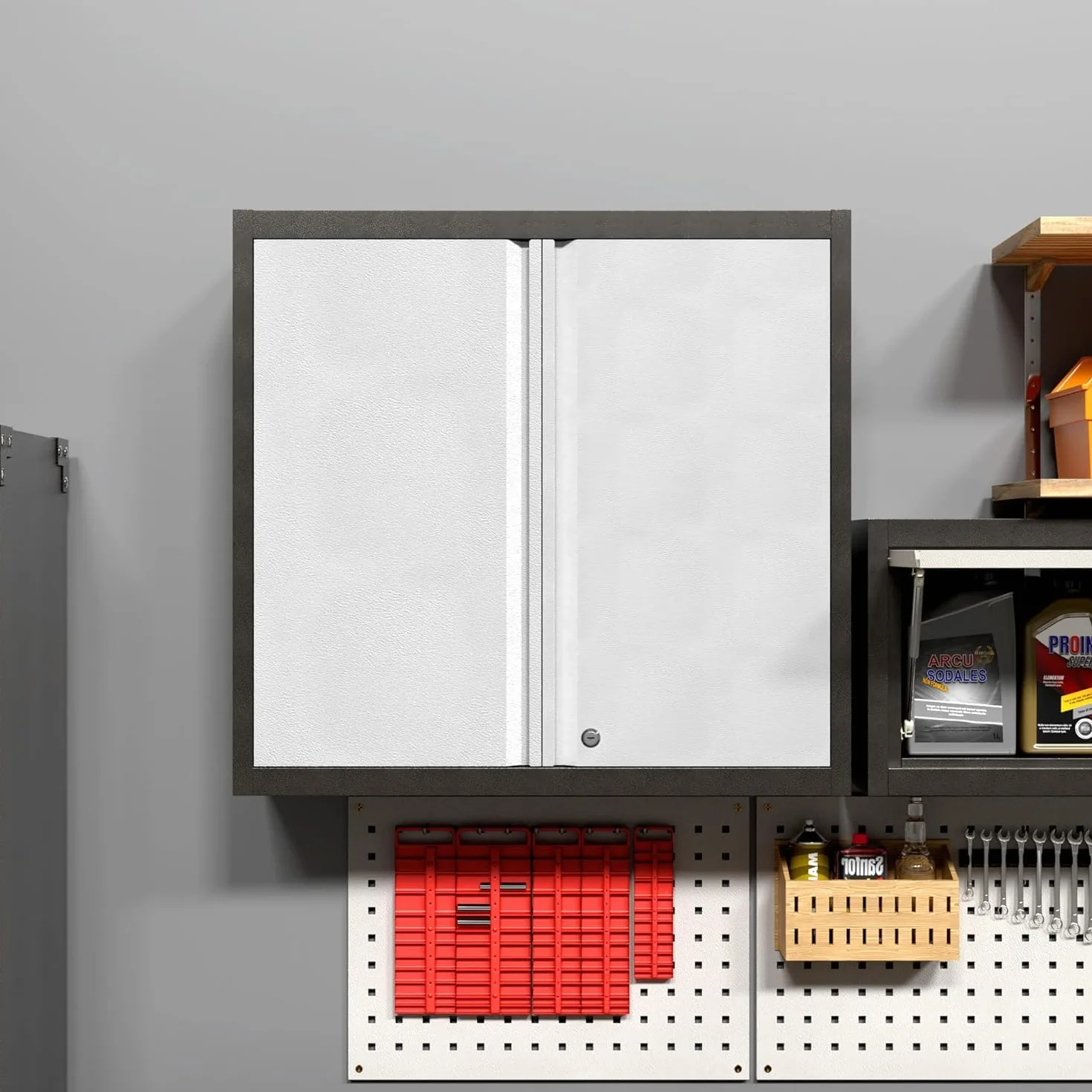 SUPEER Armario colgante de metal con cerradura 66x66x30 cm para herramientas