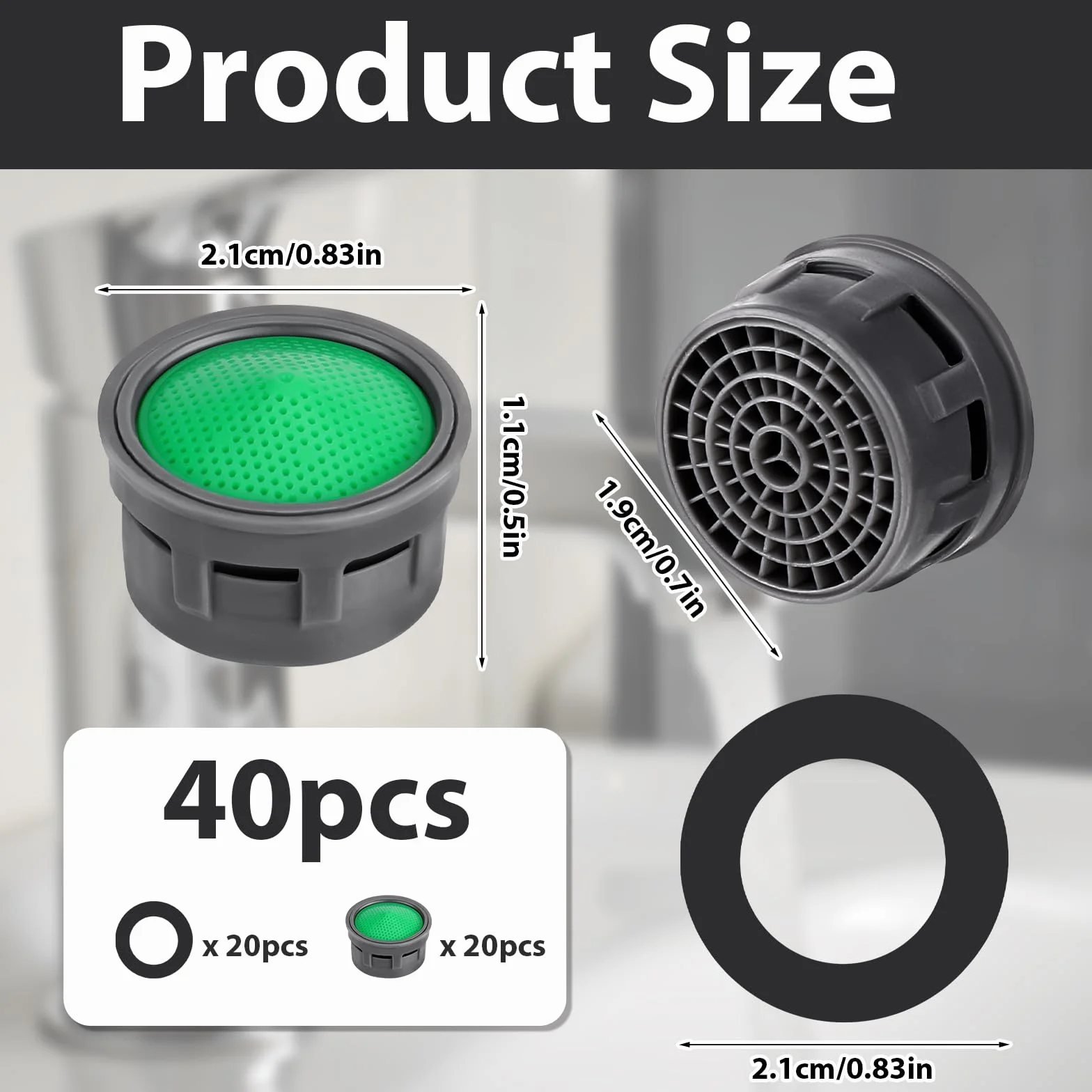 Amabro Aireador de Grifo 20 Pack, Filtro Limitador de Caudal, Boquilla Mezcladora para Baño o Cocina