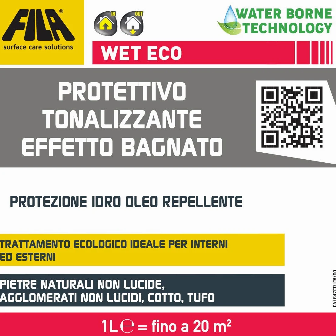 FILA Surface Care Solutions Wet Eco Protector Tonalizante de efecto húmedo a base de agua para cocinar, piedra natural y aglomerados no brillantes, 1 L
