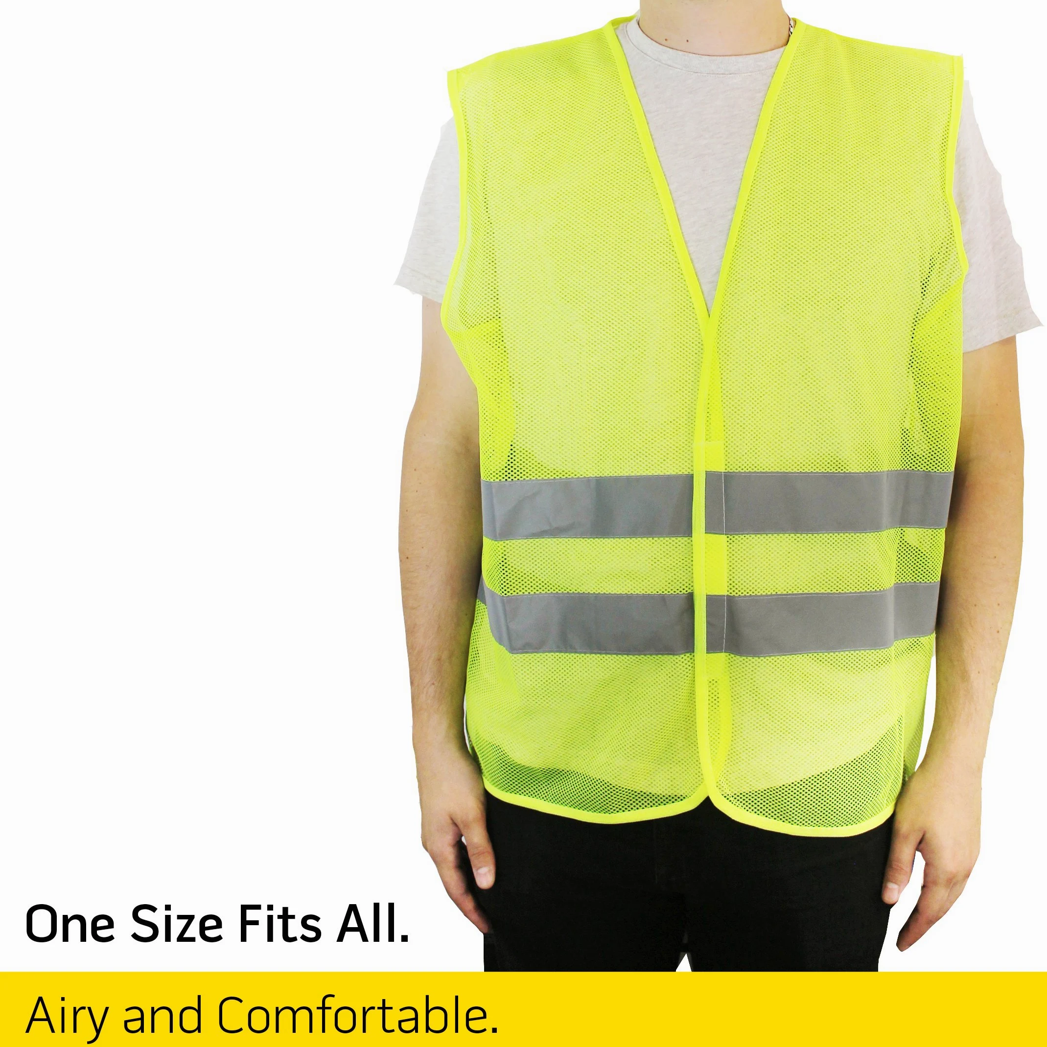 PeerBasics 1 Pack, amarillo reflectante chaleco de seguridad, de plata de Gaza Extra grande malla amarilla