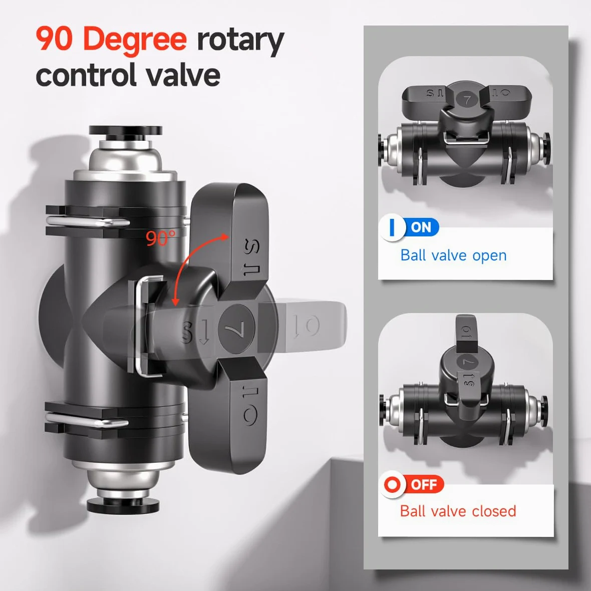 10 Piezas 8mm Negro Recta Neumática Control de Flujo de Aire Válvula de Bola de Empuje para Conectar Racor Neumático