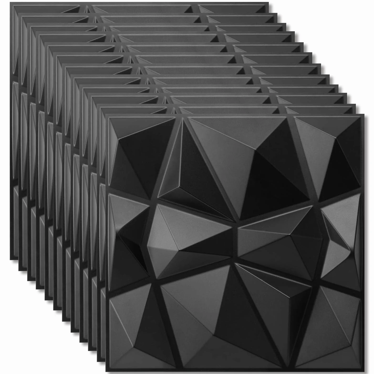 Paneles de pared 3D, 12 unidades, Negro