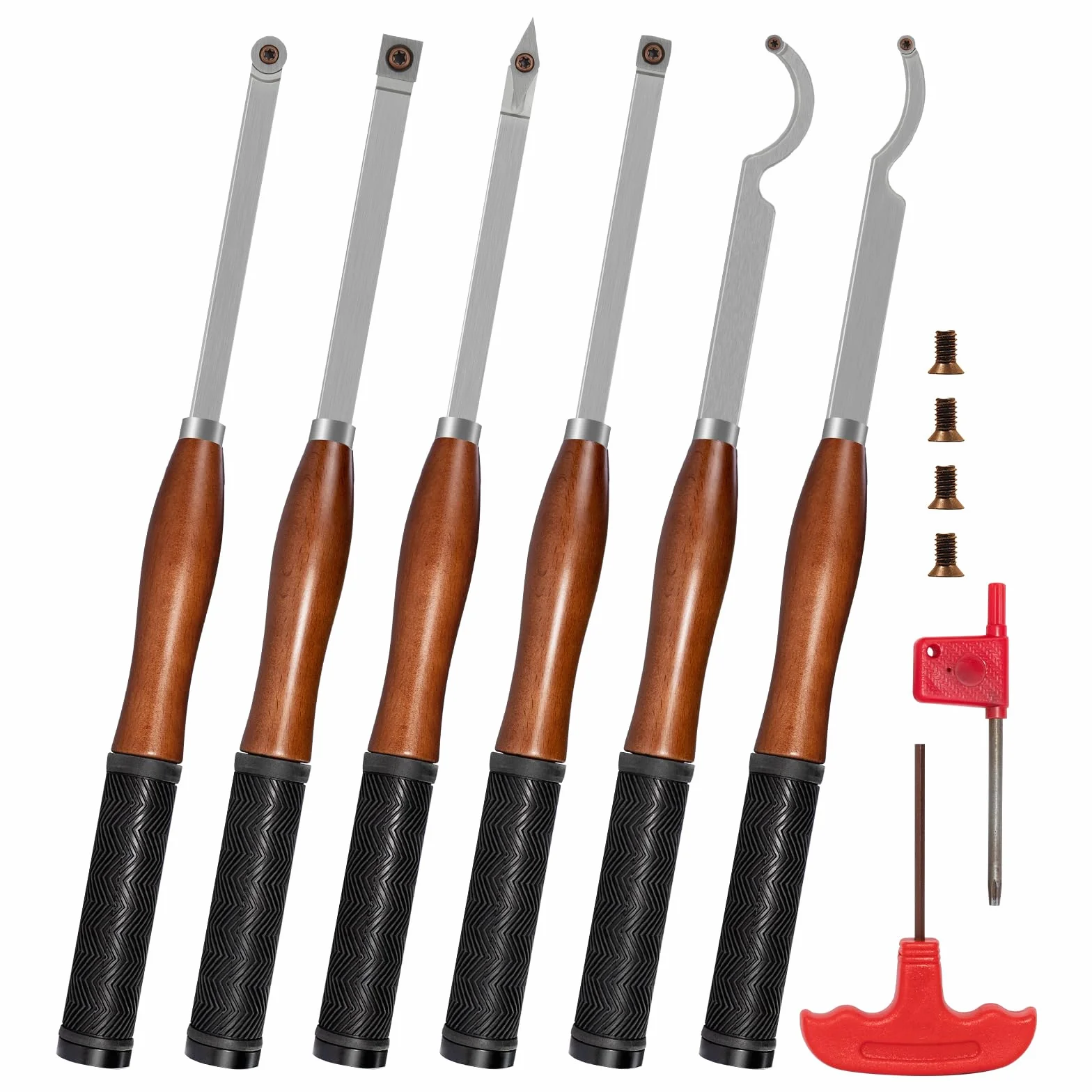 Juego de Herramientas de Torneado de Madera de Carburo, 6 Piezas Formones para Torno