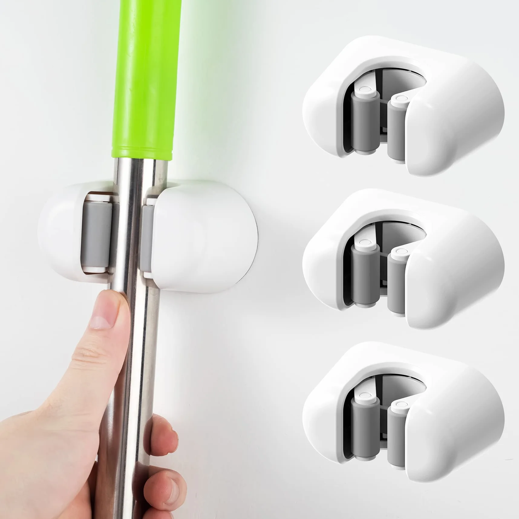 CORNERIA Soporte para Escobas 3 Piezas - Soporte para Trapeador de montaje en pared, Colgador de Fregonas para Hogar Cocina Baño Garajes - Soportes p