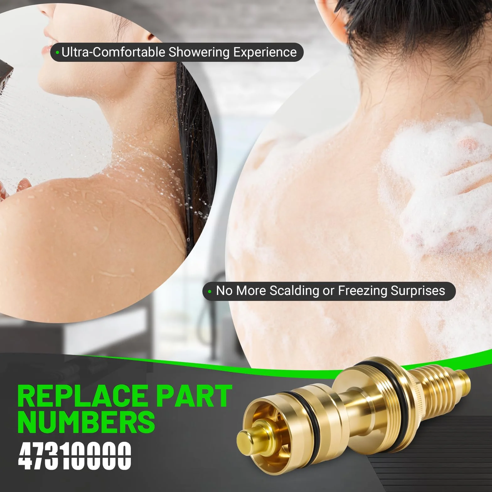 LEAPTREND 47310000 - Termoelemento cromado universal de latón de 3/4 pulgadas, apto para válvula termostática Grohe de cartucho de parafina de ducha, piezas de reparación y sistemas termostáticos