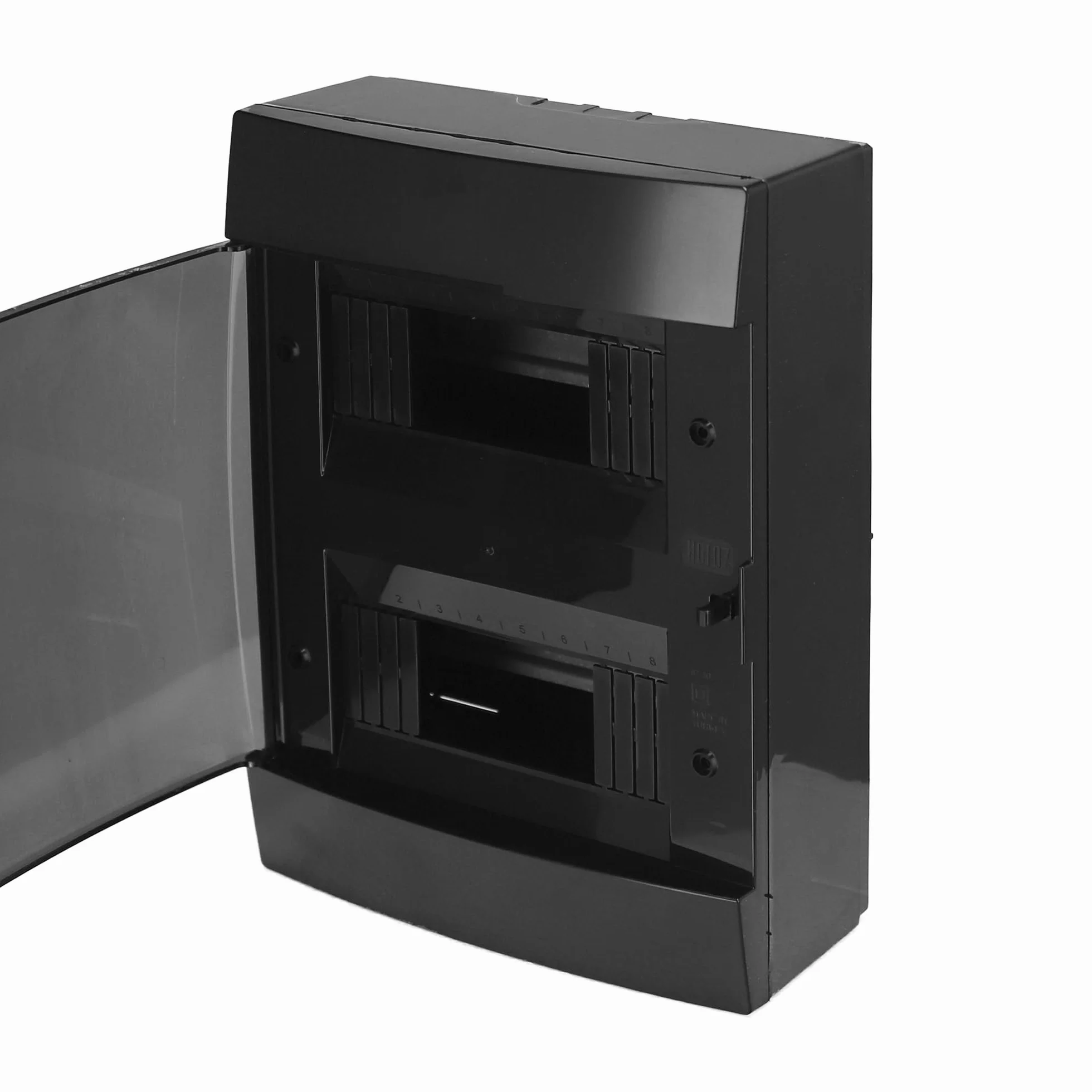 Caja de Distribución de Superficie 2 Filas para 16 Módulos 110x215x290,5 mm IP40 - Cuadro Electrico en ABS Negro - Armario de Distribución para Instalaciones Interiores - Horoz Electric
