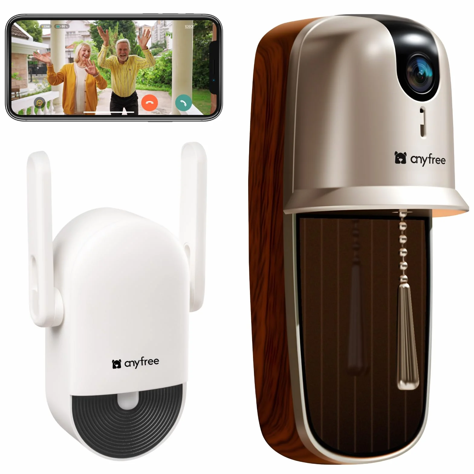 Timbre Inalambrico con Camara Exterior Wifi,Timbre Videoportero Inalámbrico Exterior Impermeable,Detección Humana PIR,Visión Nocturna,Audio Bidireccional,en Tarjeta SD/Nube,Admite Wi-Fi de 2,4/5 GHz