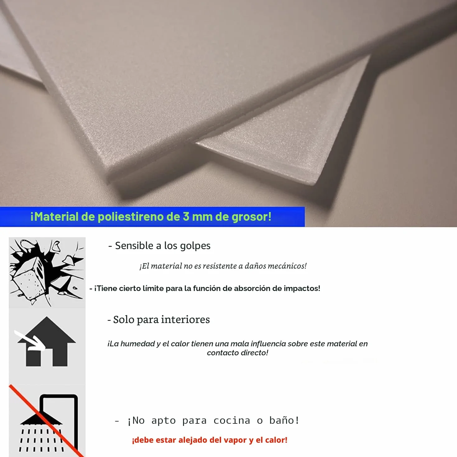 Panes de techo de poliestireno XPS PSE 100x50cm 2mm 10 m² 20 unidades