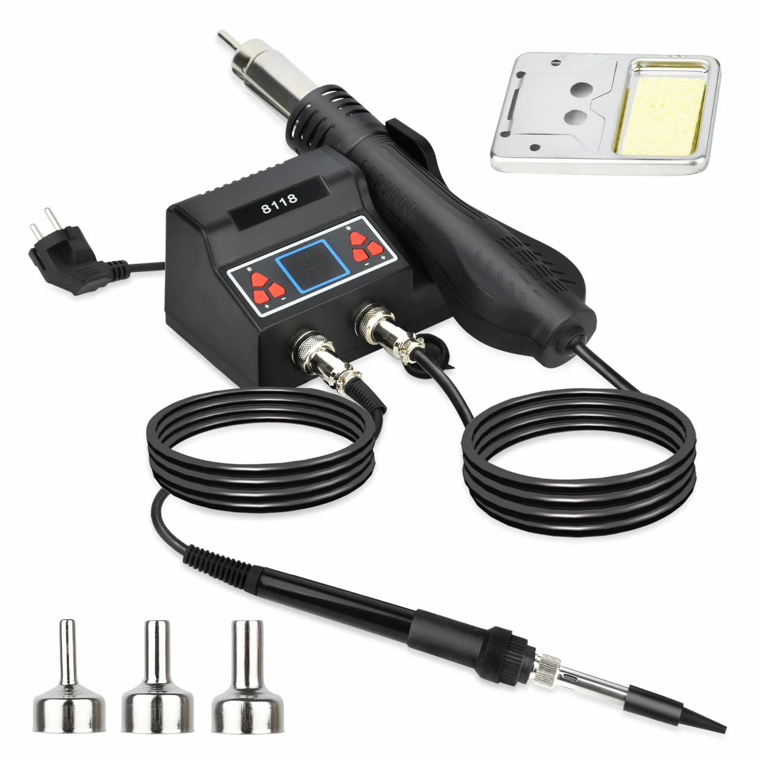 Estación De Soldadura, 2 In 1 Soldador Estaño Profesional,700W/(Soldador) 80W Temperatura Ajustable 180℃-500℃, Con Interruptor Y Pantalla Lcd