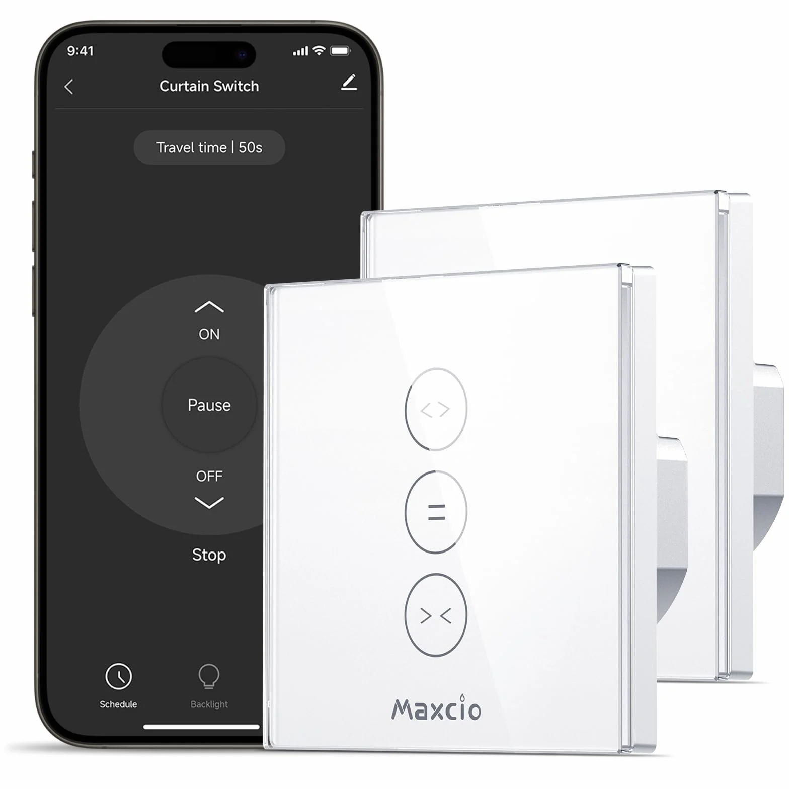 Maxcio Interruptor de Persiana WiFi, Inteligente de Persiana compatible con Alexa, Google Assistant, Control por voz y Remoto, Función de Temporizador, LED Controlable - 4Packs